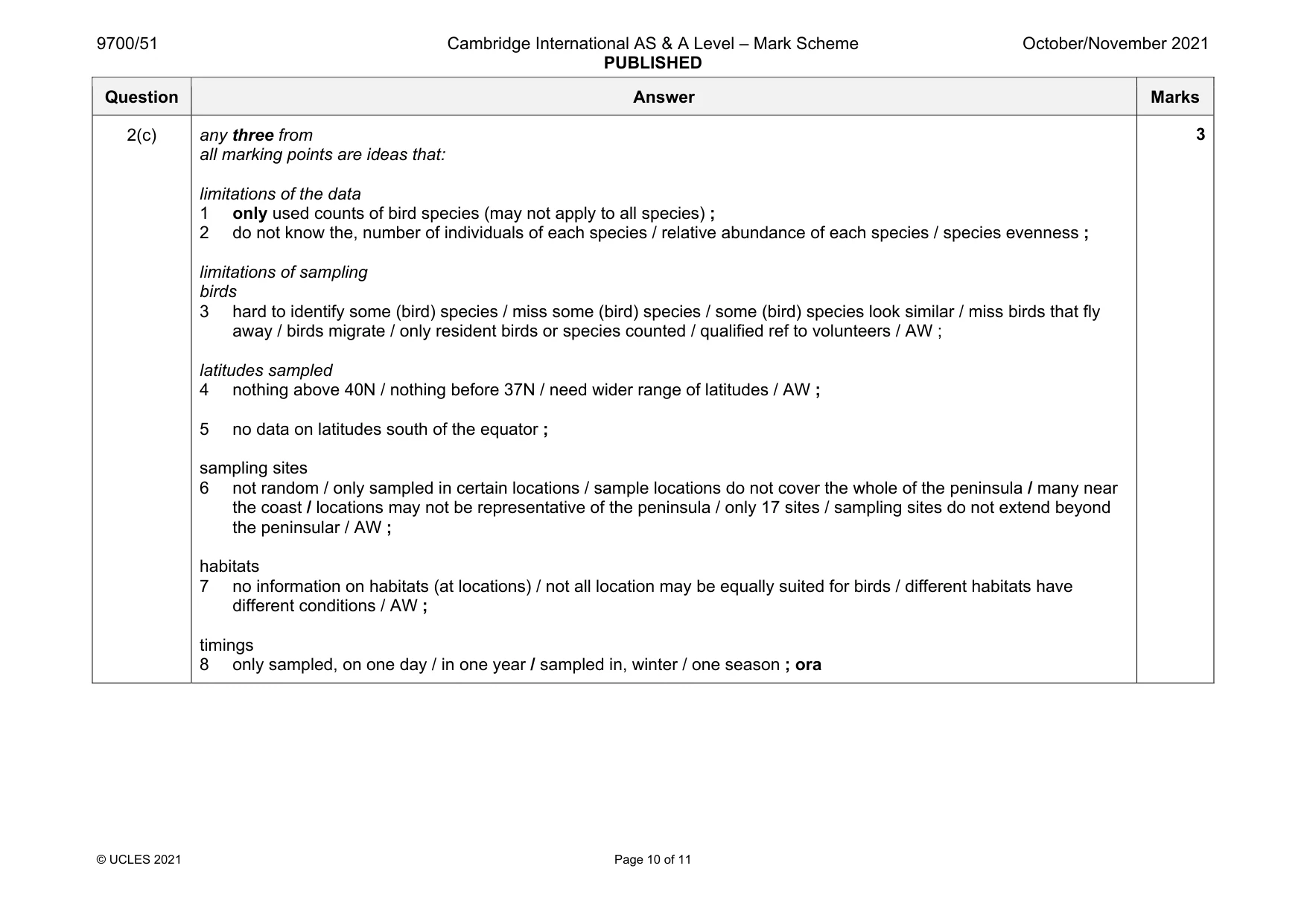 Mark scheme, page 10 of 11
