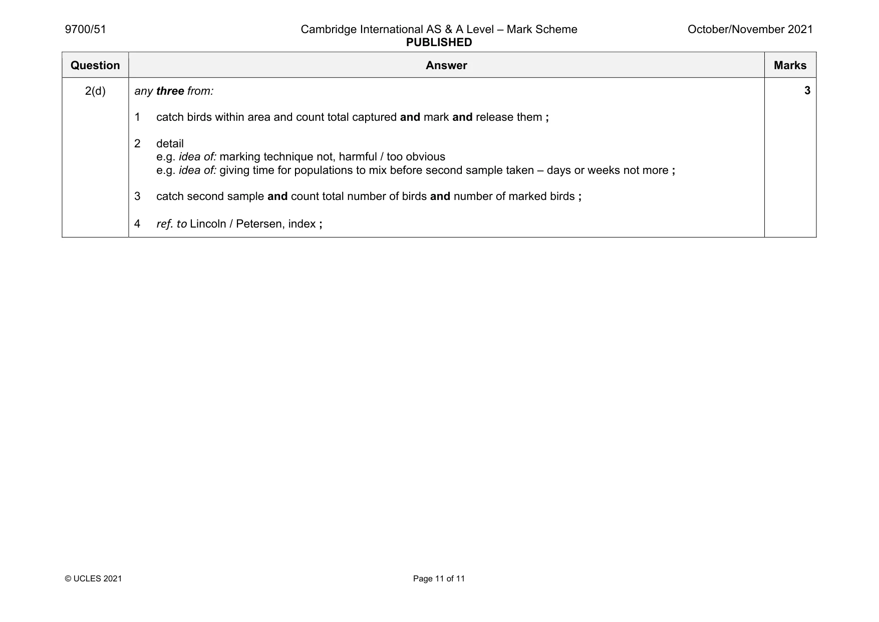 Mark scheme, page 11 of 11