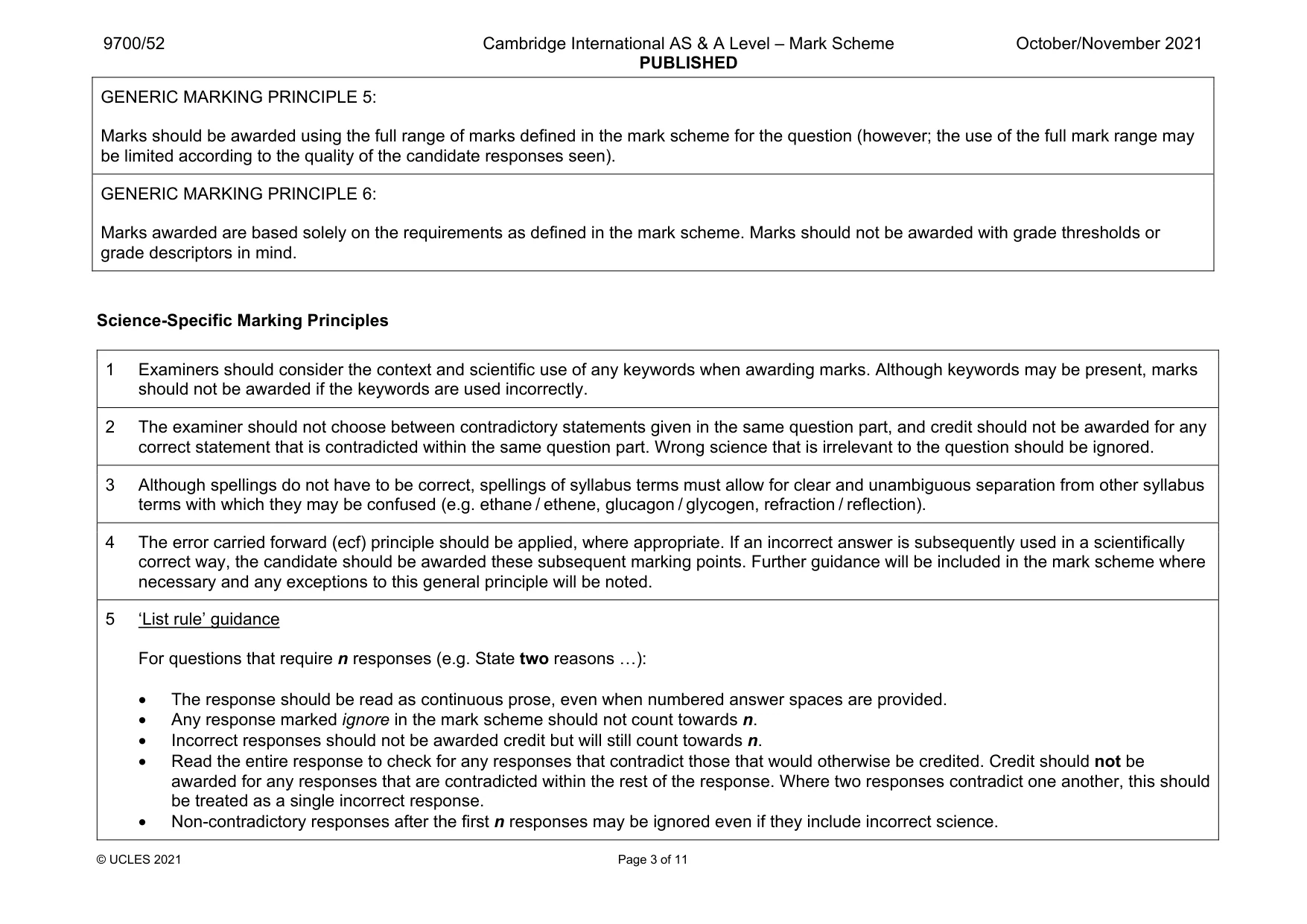 Mark scheme, page 3 of 11