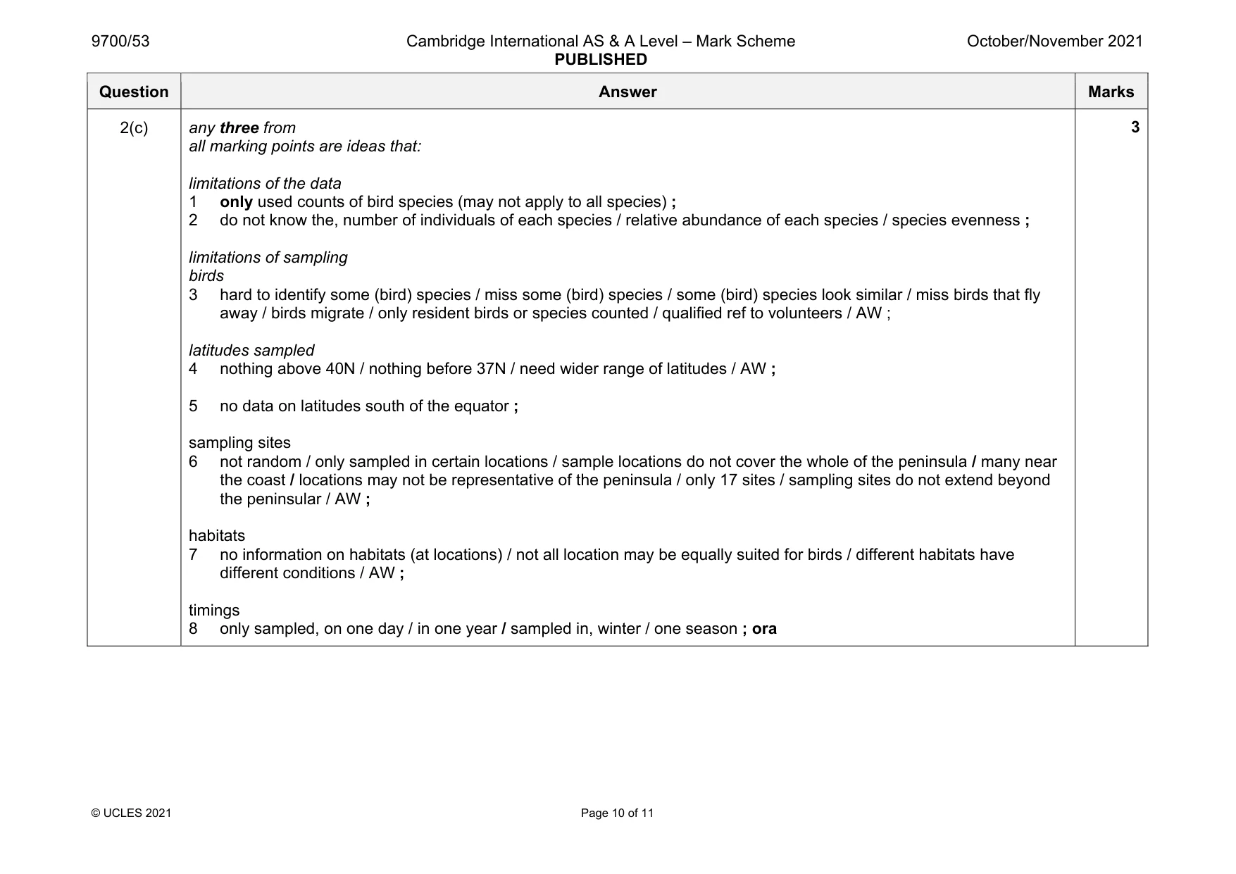 Mark scheme, page 10 of 11