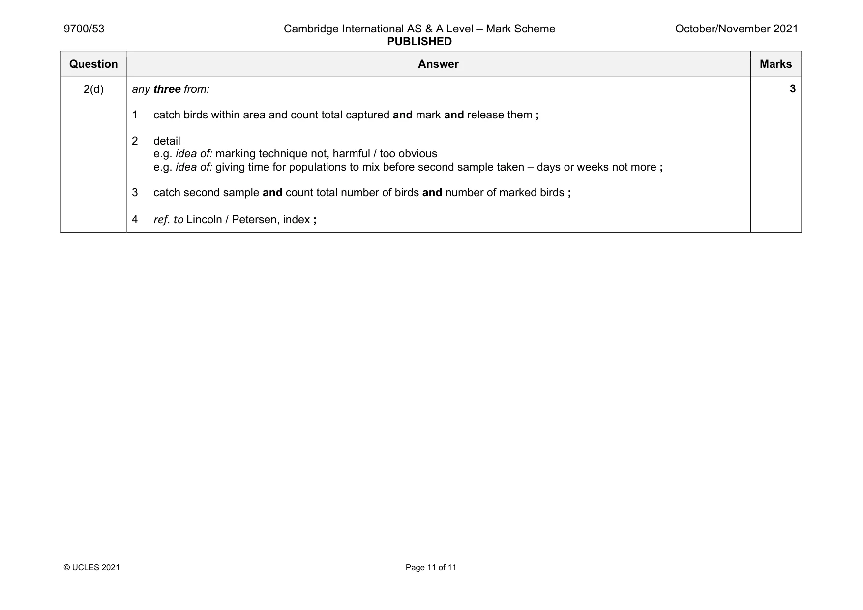 Mark scheme, page 11 of 11