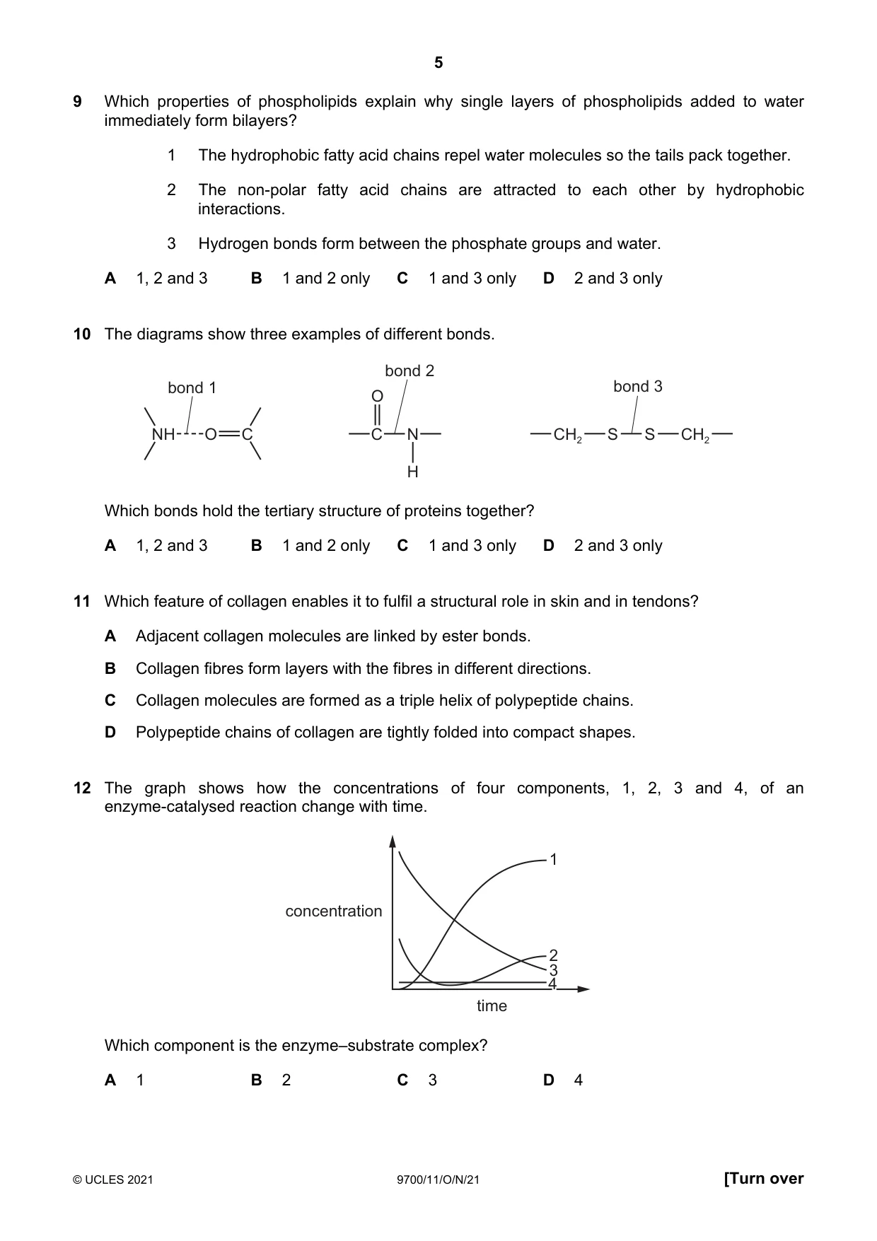 Cambridge A Level Biology 9700 2021 Oct/Nov Paper 1 · Variant 1 question paper, page 5 of 16
