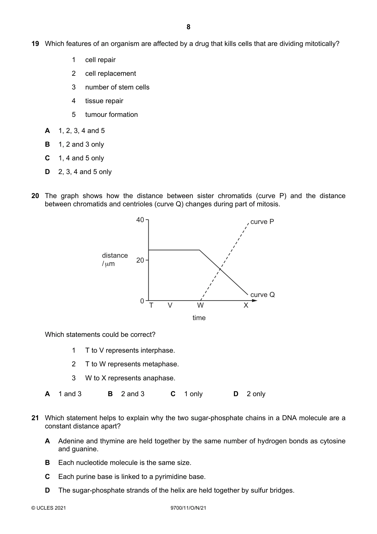 Cambridge A Level Biology 9700 2021 Oct/Nov Paper 1 · Variant 1 question paper, page 8 of 16