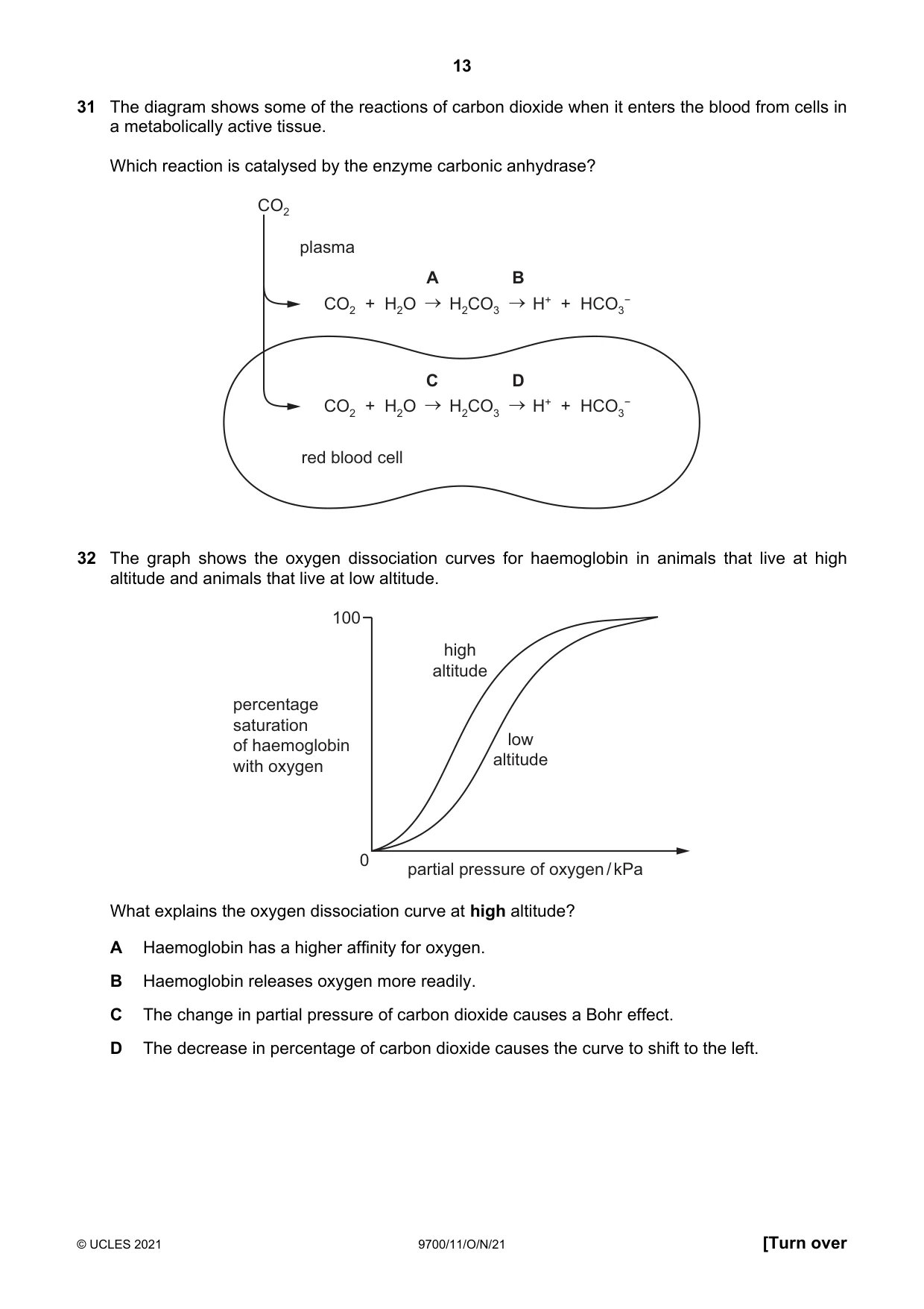 Cambridge A Level Biology 9700 2021 Oct/Nov Paper 1 · Variant 1 question paper, page 13 of 16