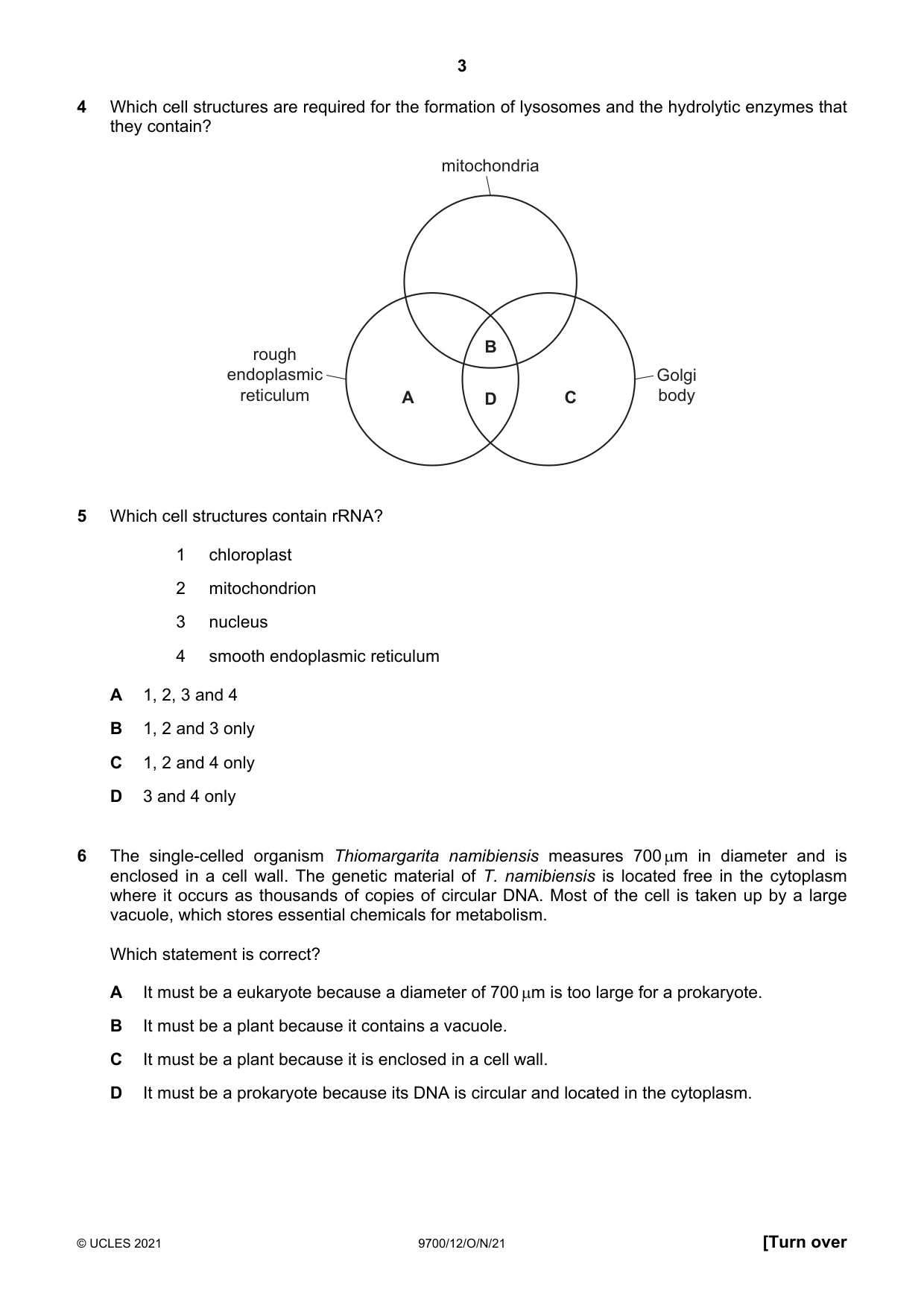 Cambridge A Level Biology 9700 2021 Oct/Nov Paper 1 · Variant 2 question paper, page 3 of 16