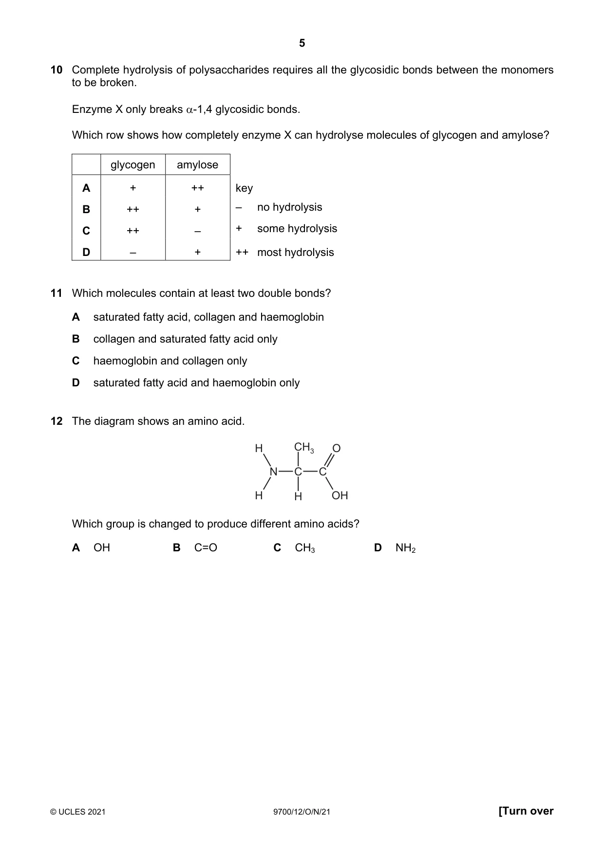 Cambridge A Level Biology 9700 2021 Oct/Nov Paper 1 · Variant 2 question paper, page 5 of 16