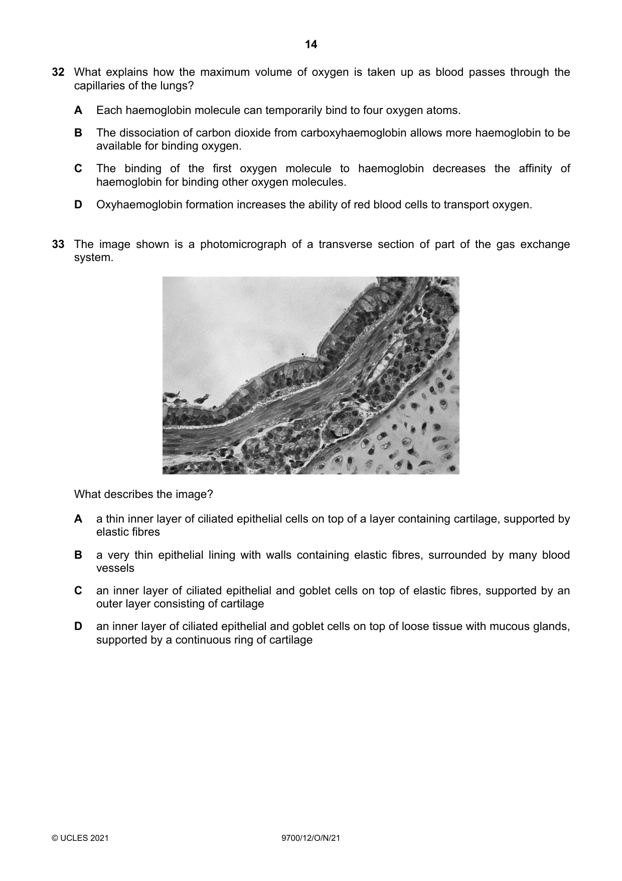 Cambridge A Level Biology 9700 2021 Oct/Nov Paper 1 · Variant 2 question paper, page 14 of 16