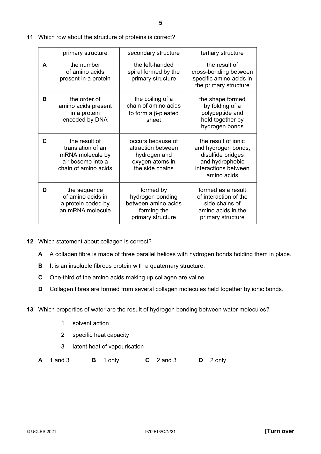 Cambridge A Level Biology 9700 2021 Oct/Nov Paper 1 · Variant 3 question paper, page 5 of 20