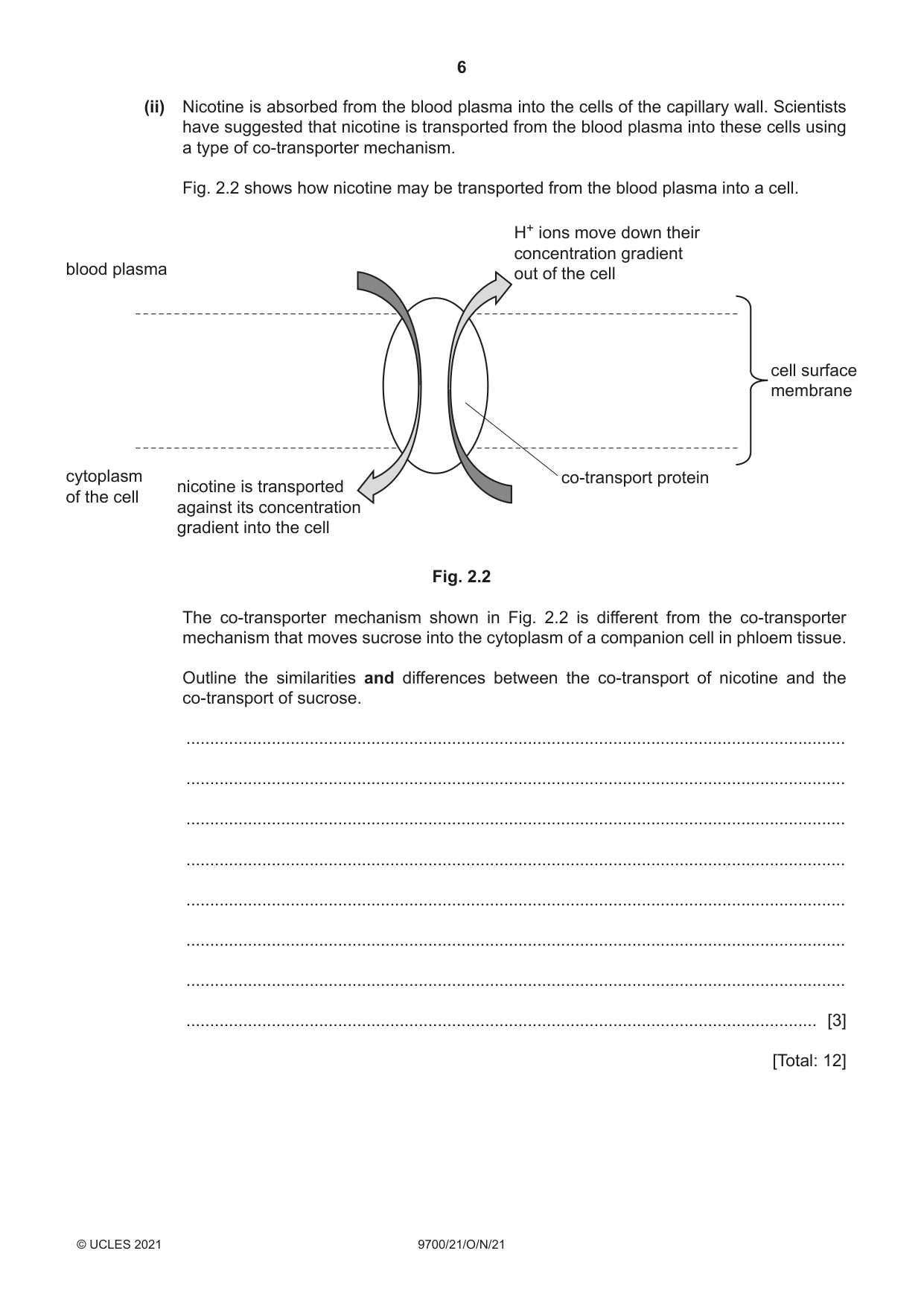 Cambridge A Level Biology 9700 2021 Oct/Nov Paper 2 · Variant 1 question paper, page 6 of 16