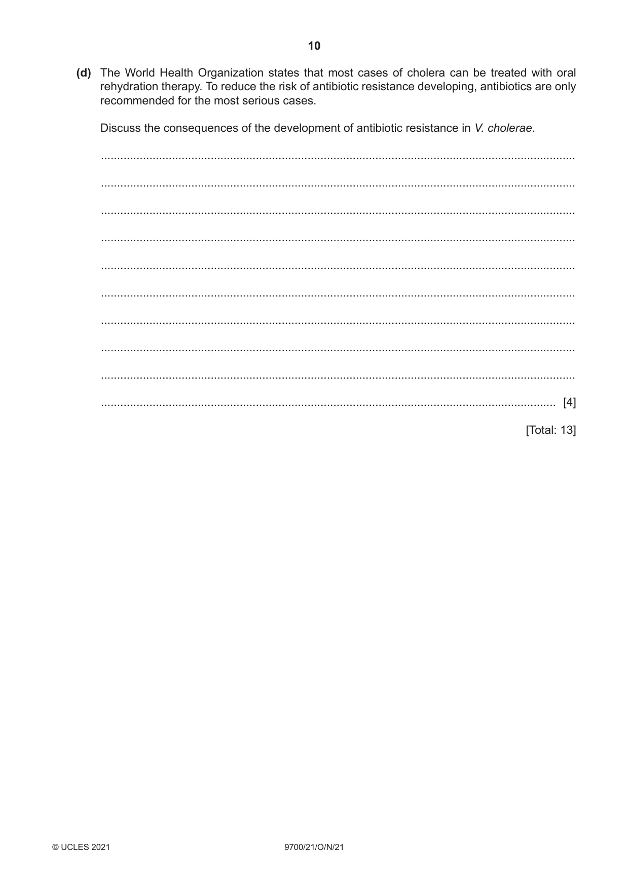 Cambridge A Level Biology 9700 2021 Oct/Nov Paper 2 · Variant 1 question paper, page 10 of 16