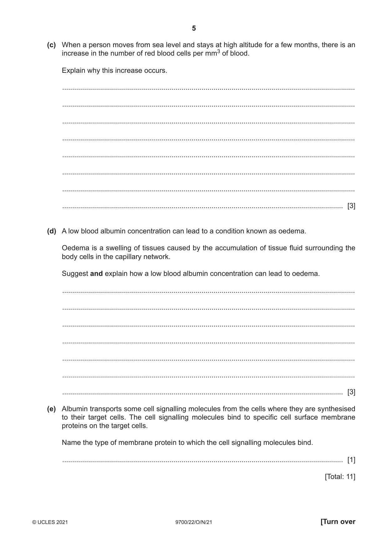 Cambridge A Level Biology 9700 2021 Oct/Nov Paper 2 · Variant 2 question paper, page 5 of 16
