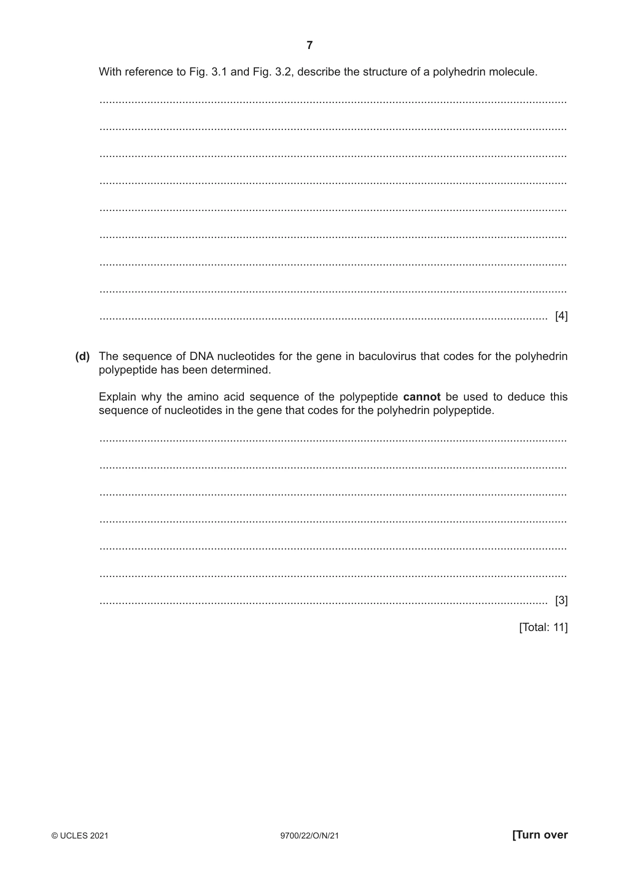 Cambridge A Level Biology 9700 2021 Oct/Nov Paper 2 · Variant 2 question paper, page 7 of 16