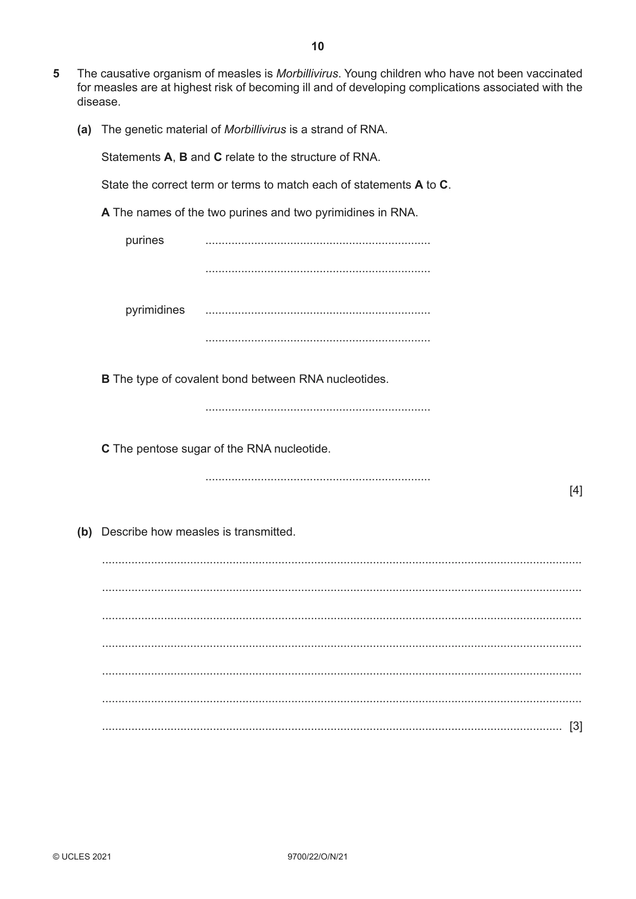 Cambridge A Level Biology 9700 2021 Oct/Nov Paper 2 · Variant 2 question paper, page 10 of 16