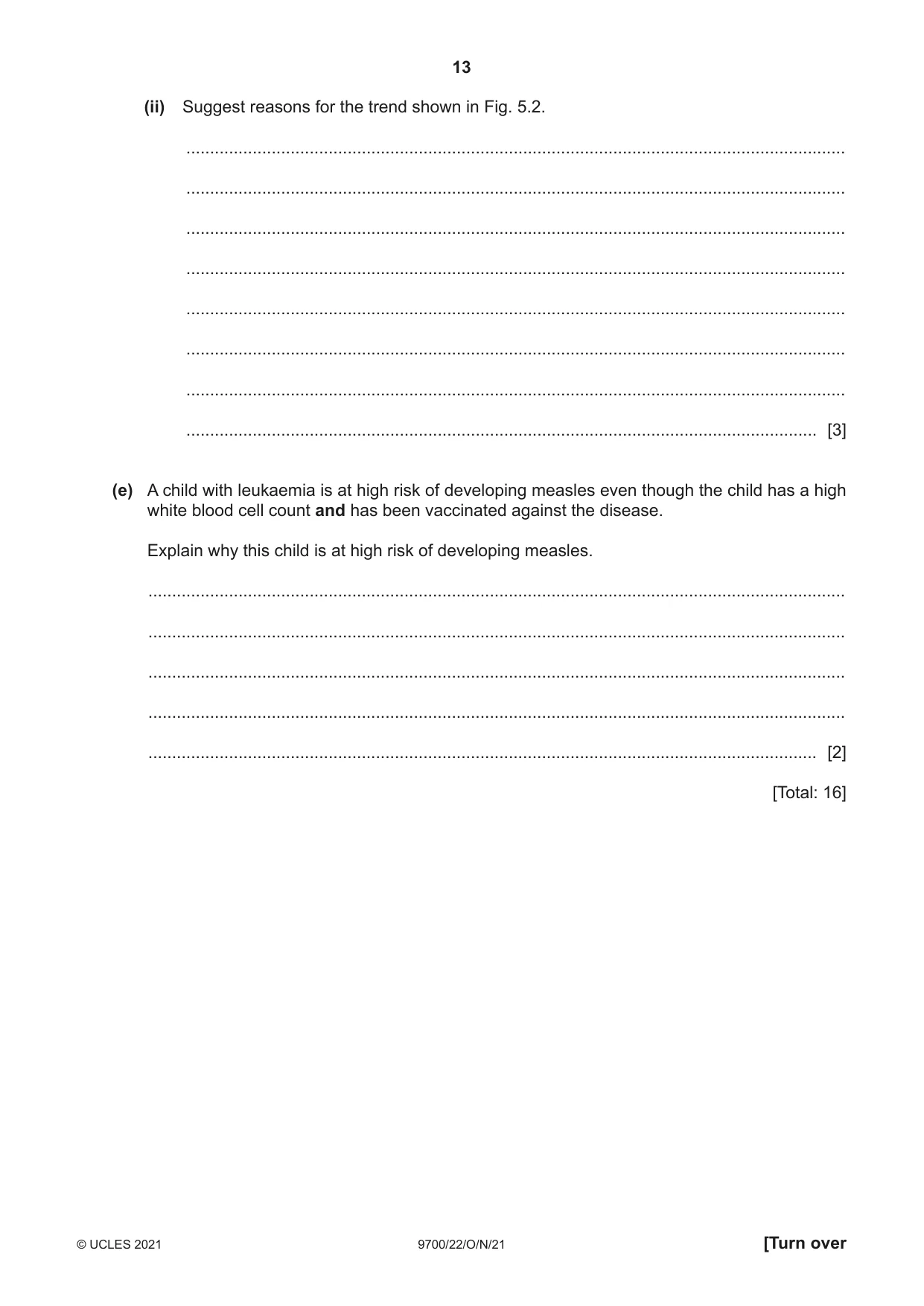 Cambridge A Level Biology 9700 2021 Oct/Nov Paper 2 · Variant 2 question paper, page 13 of 16