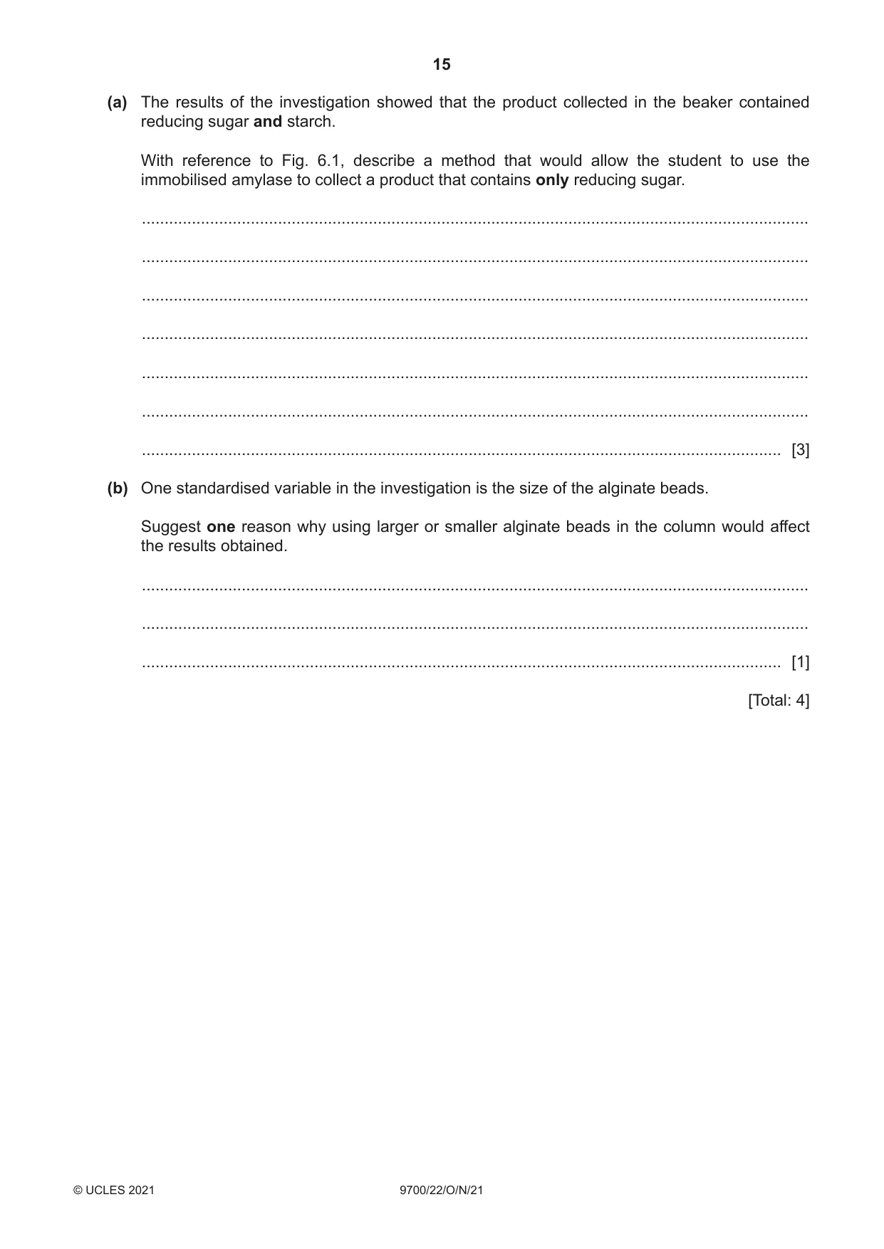 Cambridge A Level Biology 9700 2021 Oct/Nov Paper 2 · Variant 2 question paper, page 15 of 16