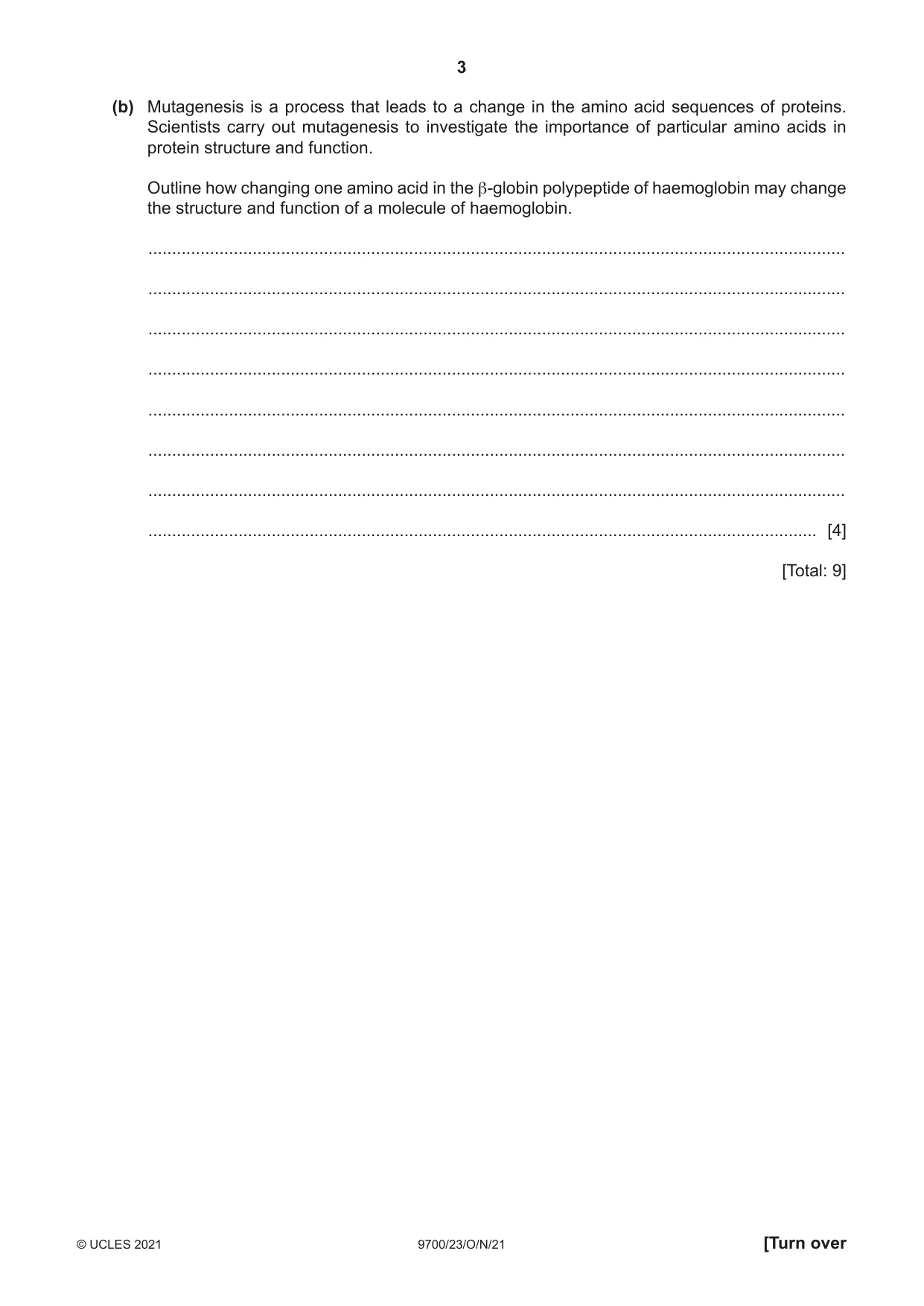 Cambridge A Level Biology 9700 2021 Oct/Nov Paper 2 · Variant 3 question paper, page 3 of 16