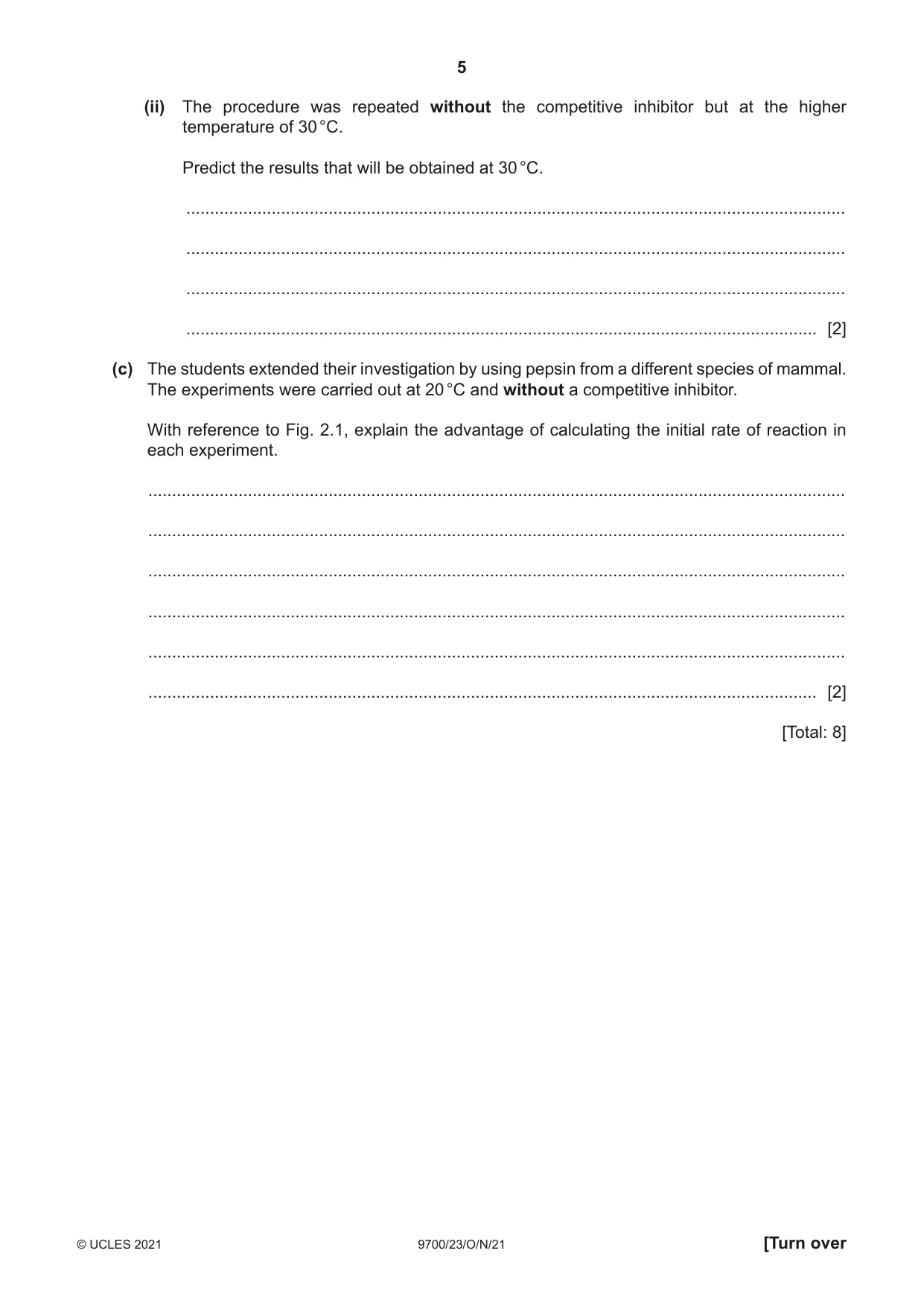 Cambridge A Level Biology 9700 2021 Oct/Nov Paper 2 · Variant 3 question paper, page 5 of 16
