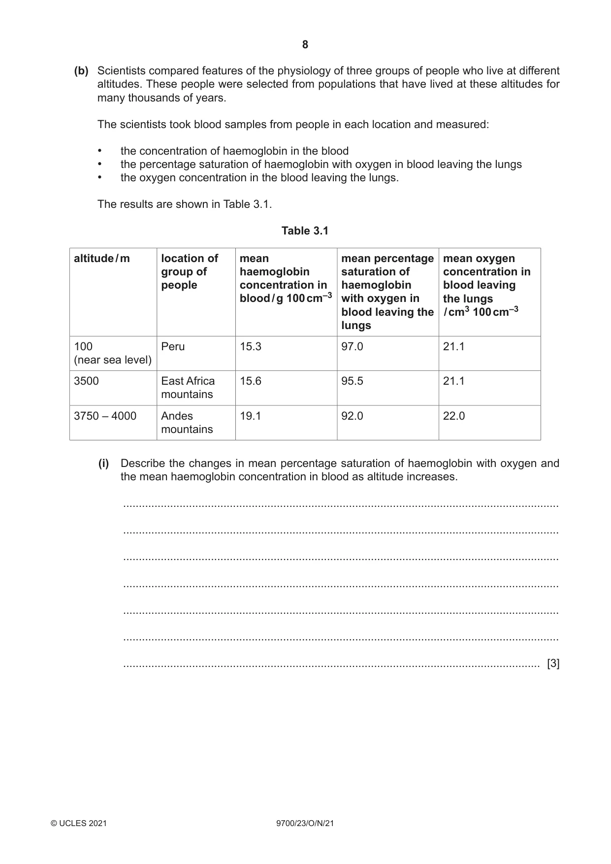 Cambridge A Level Biology 9700 2021 Oct/Nov Paper 2 · Variant 3 question paper, page 8 of 16