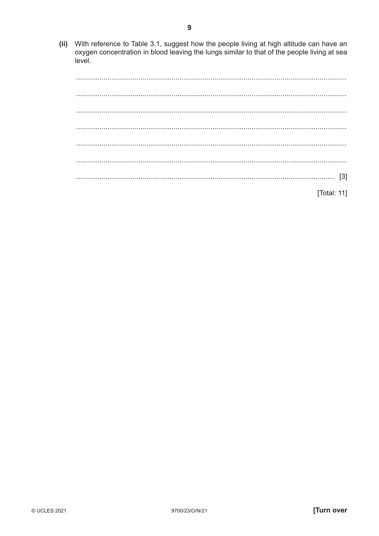 Cambridge A Level Biology 9700 2021 Oct/Nov Paper 2 · Variant 3 question paper, page 9 of 16