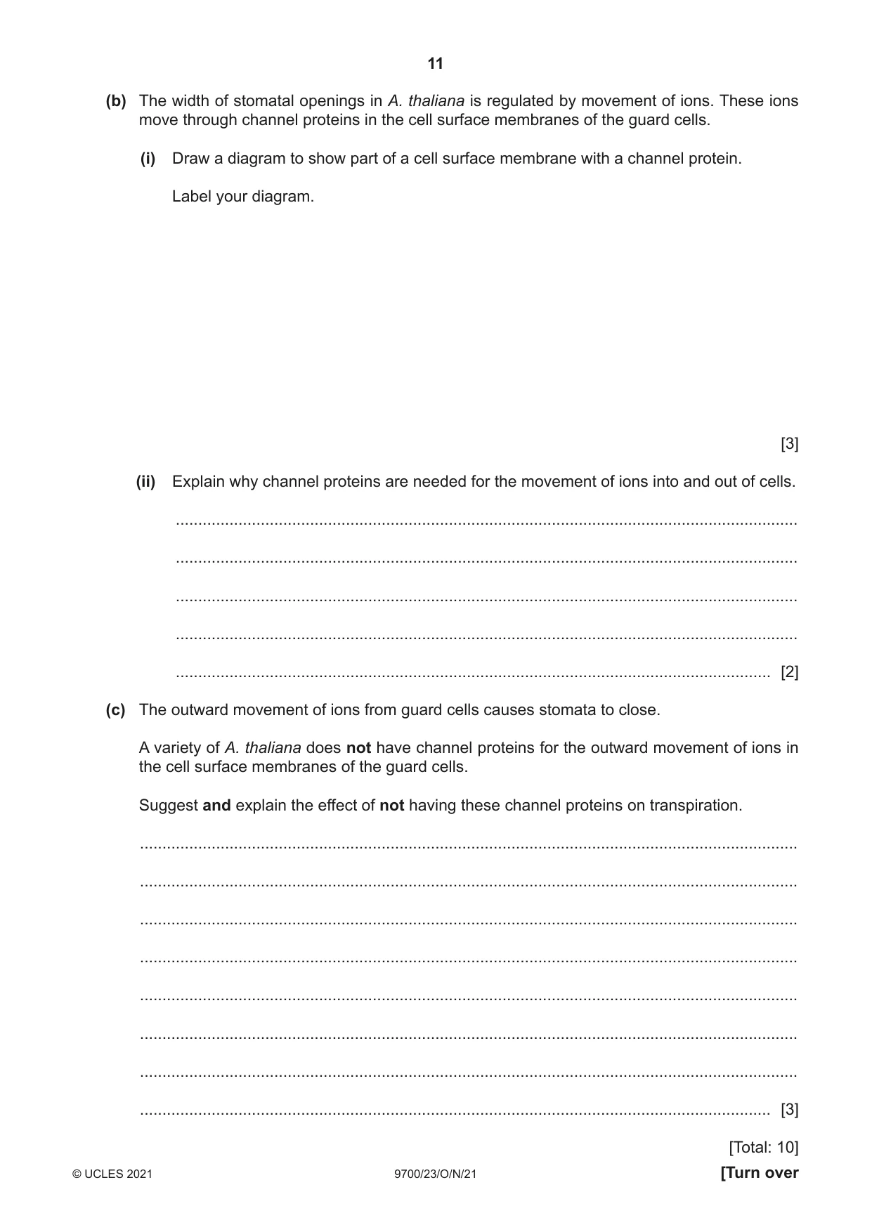 Cambridge A Level Biology 9700 2021 Oct/Nov Paper 2 · Variant 3 question paper, page 11 of 16