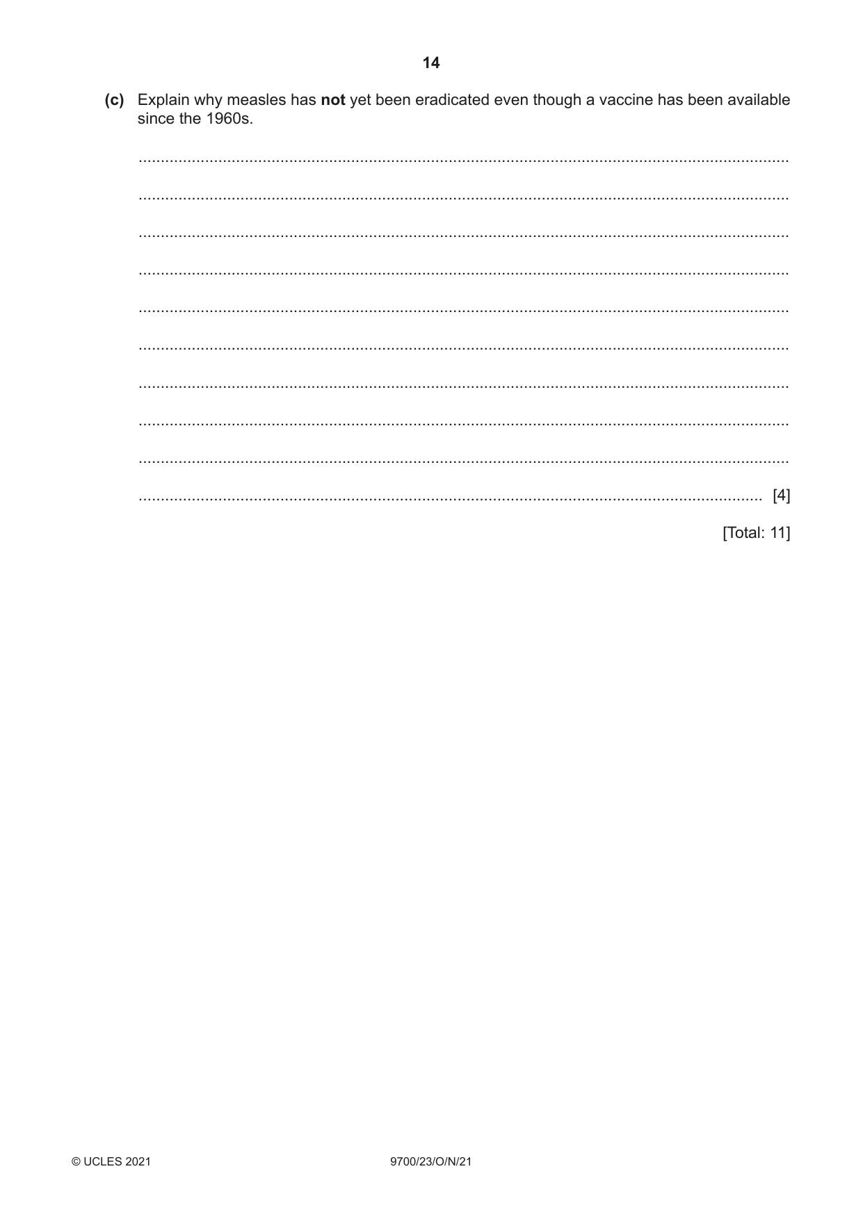 Cambridge A Level Biology 9700 2021 Oct/Nov Paper 2 · Variant 3 question paper, page 14 of 16