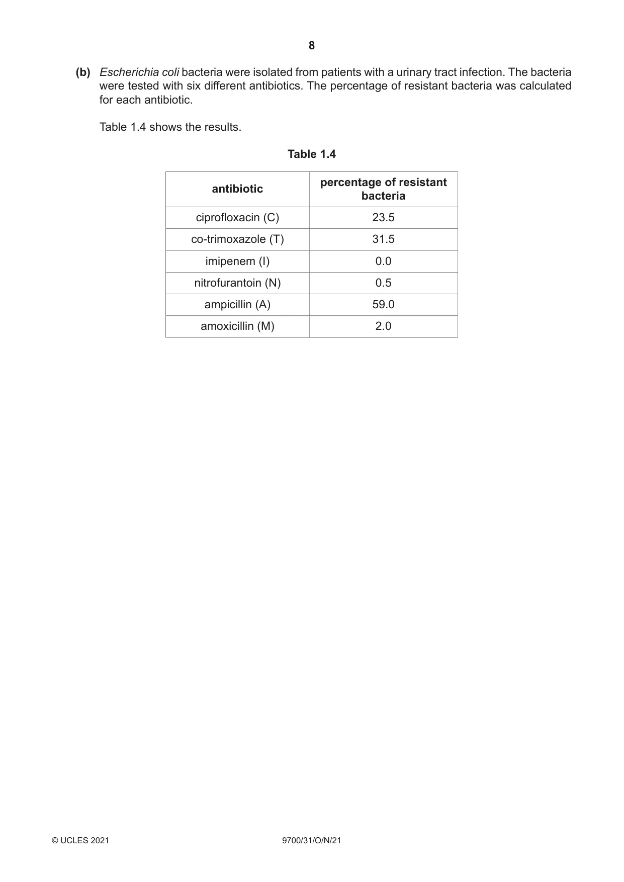 Cambridge A Level Biology 9700 2021 Oct/Nov Paper 3 · Variant 1 question paper, page 8 of 16