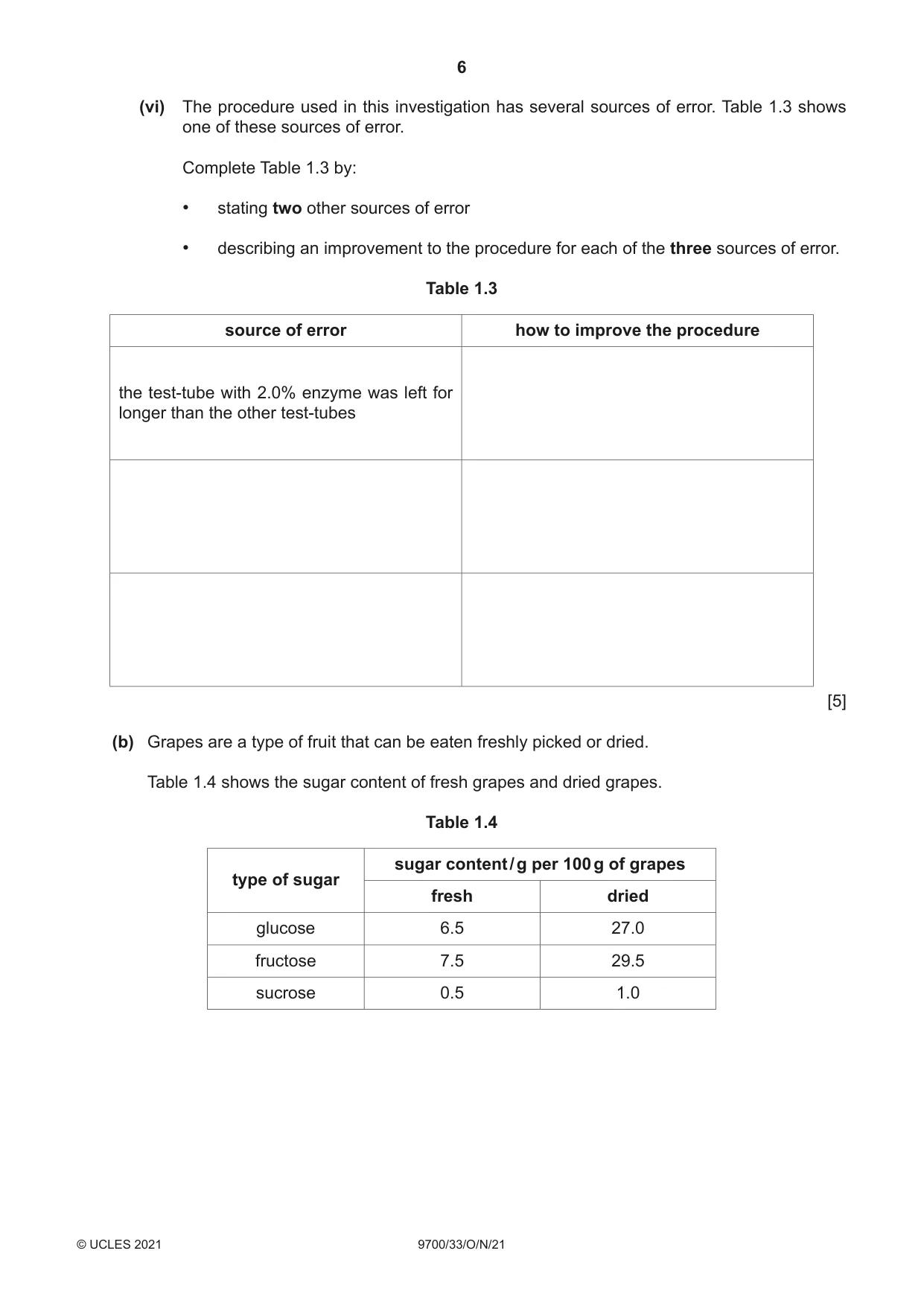 Cambridge A Level Biology 9700 2021 Oct/Nov Paper 3 · Variant 3 question paper, page 6 of 12