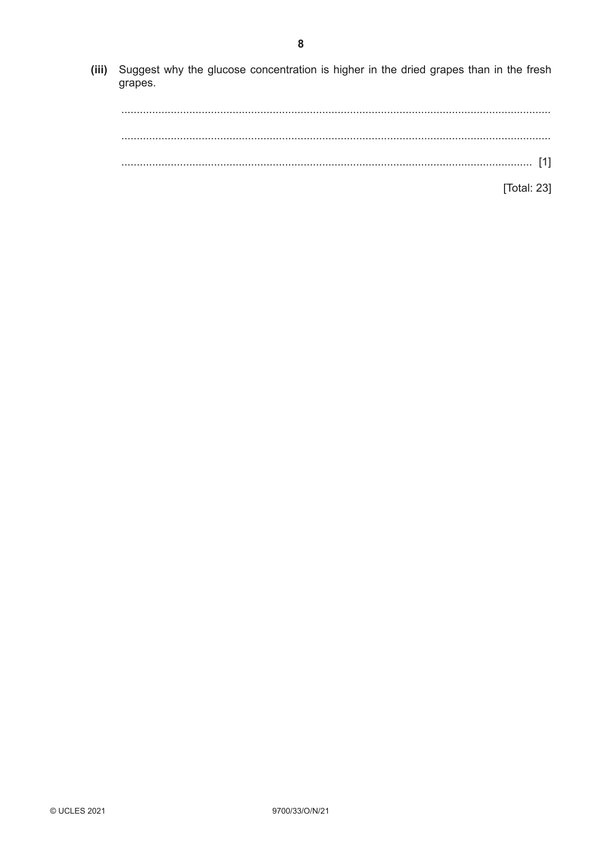 Cambridge A Level Biology 9700 2021 Oct/Nov Paper 3 · Variant 3 question paper, page 8 of 12