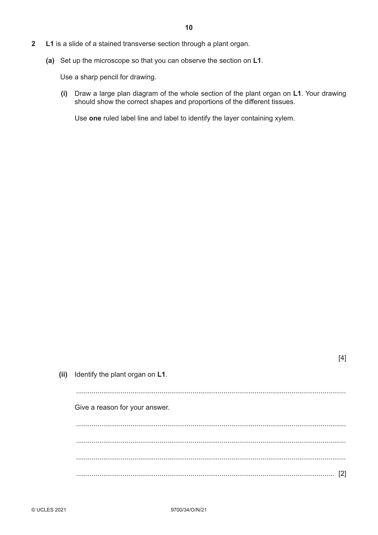 Cambridge A Level Biology 9700 2021 Oct/Nov Paper 3 · Variant 4 question paper, page 10 of 16