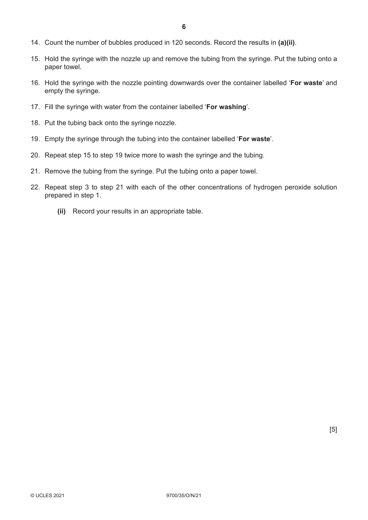 Cambridge A Level Biology 9700 2021 Oct/Nov Paper 3 · Variant 5 question paper, page 6 of 16