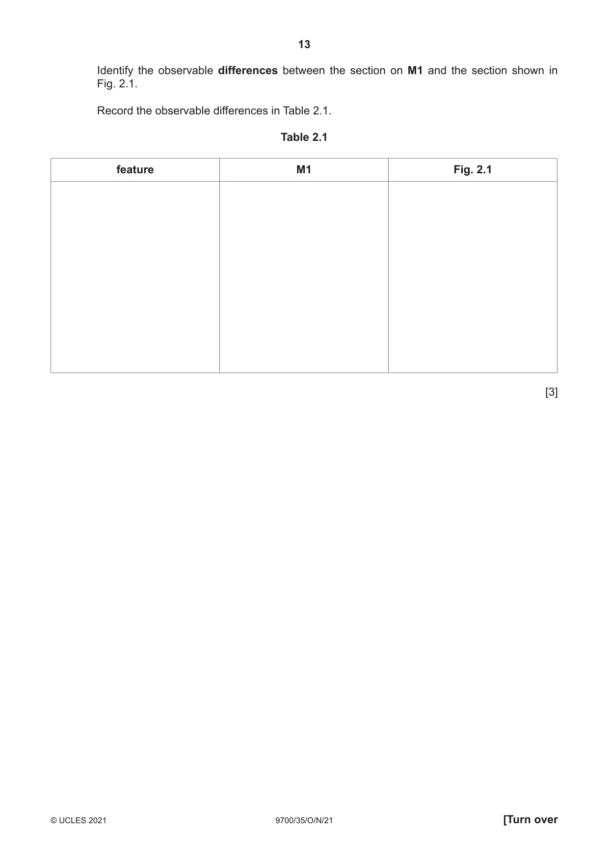 Cambridge A Level Biology 9700 2021 Oct/Nov Paper 3 · Variant 5 question paper, page 13 of 16