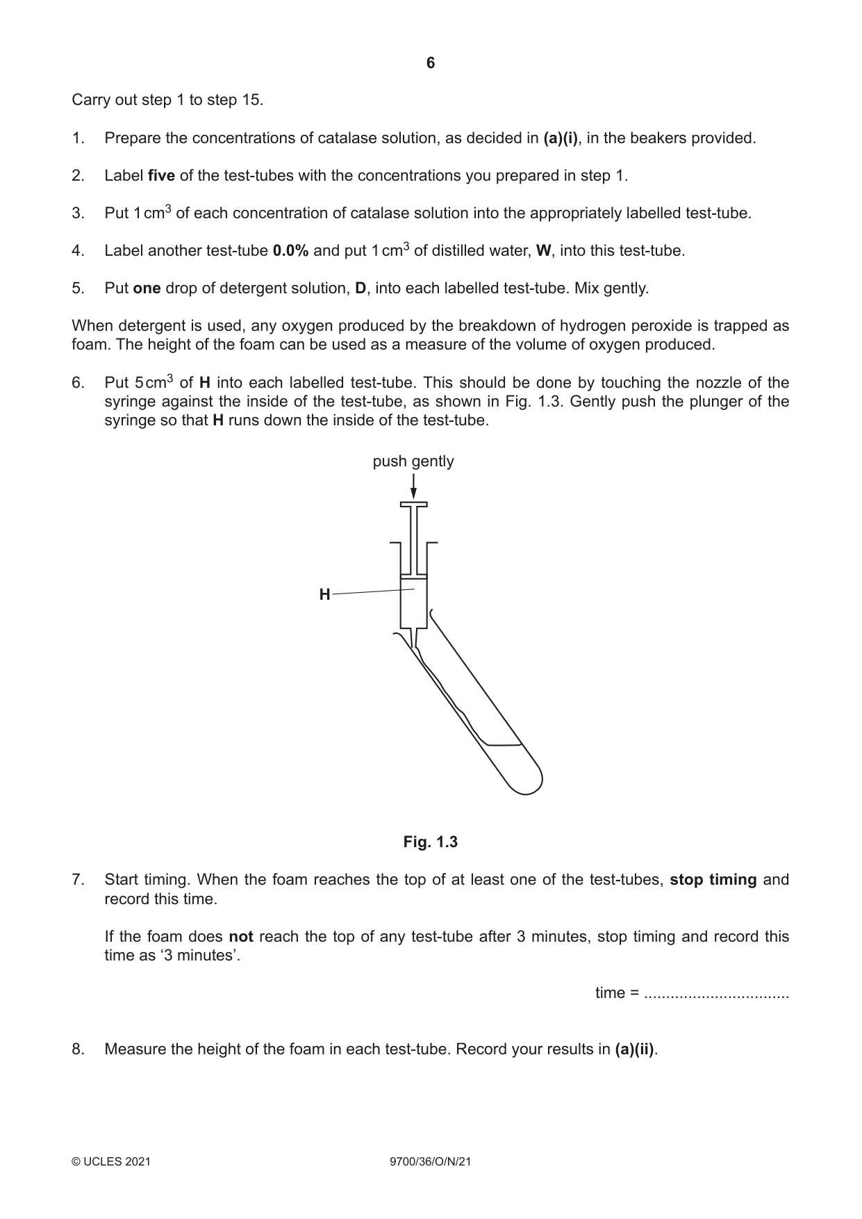 Cambridge A Level Biology 9700 2021 Oct/Nov Paper 3 · Variant 6 question paper, page 6 of 16