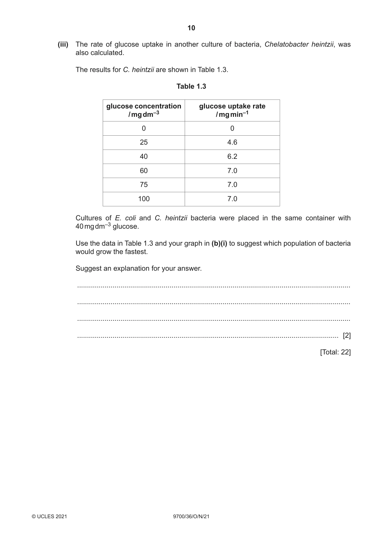Cambridge A Level Biology 9700 2021 Oct/Nov Paper 3 · Variant 6 question paper, page 10 of 16