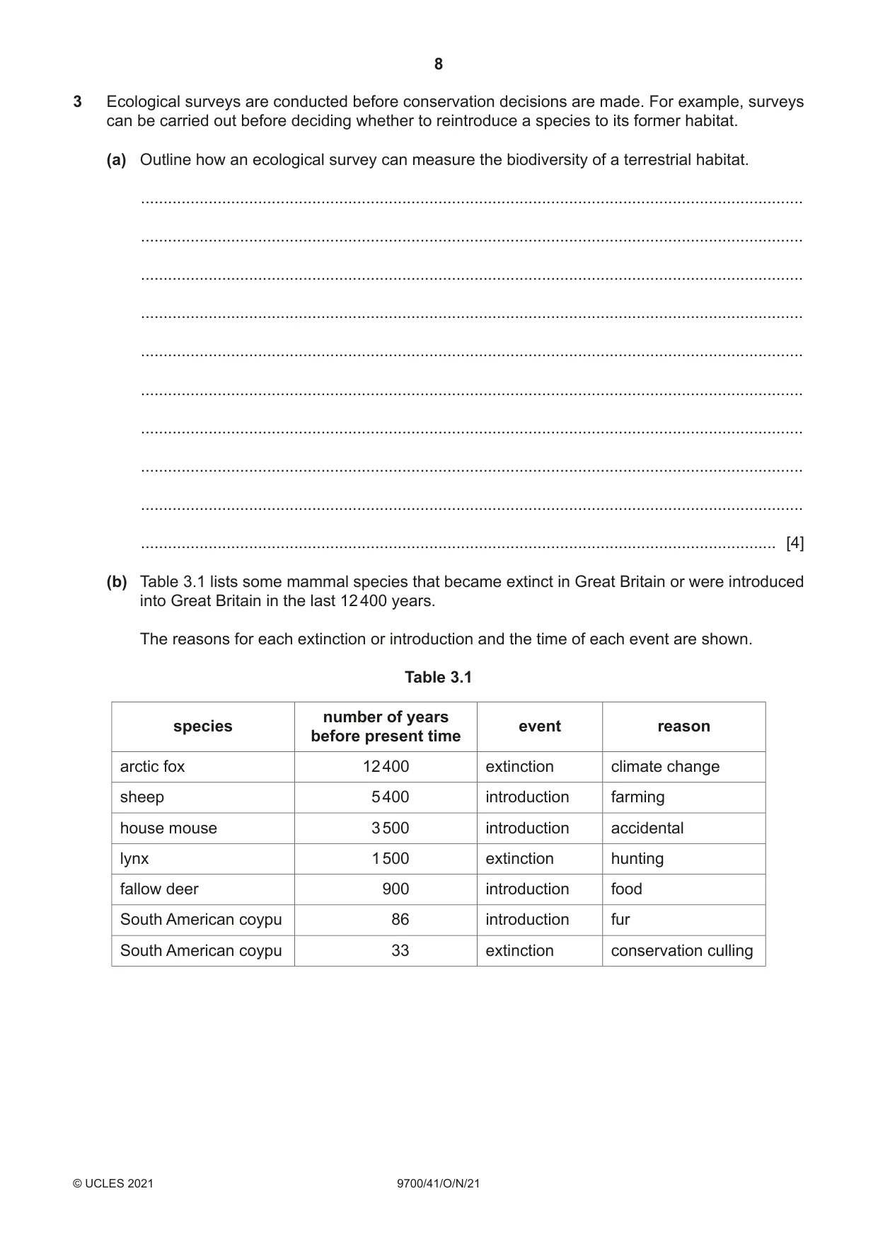 Cambridge A Level Biology 9700 2021 Oct/Nov Paper 4 · Variant 1 question paper, page 8 of 24