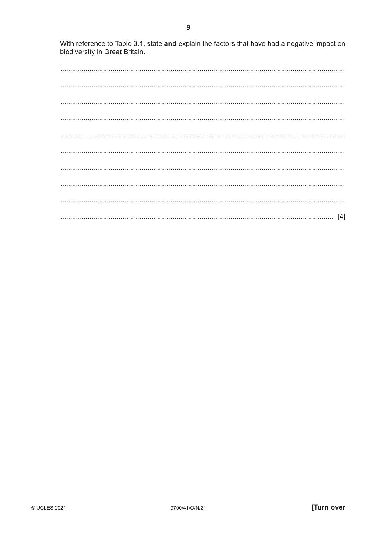 Cambridge A Level Biology 9700 2021 Oct/Nov Paper 4 · Variant 1 question paper, page 9 of 24