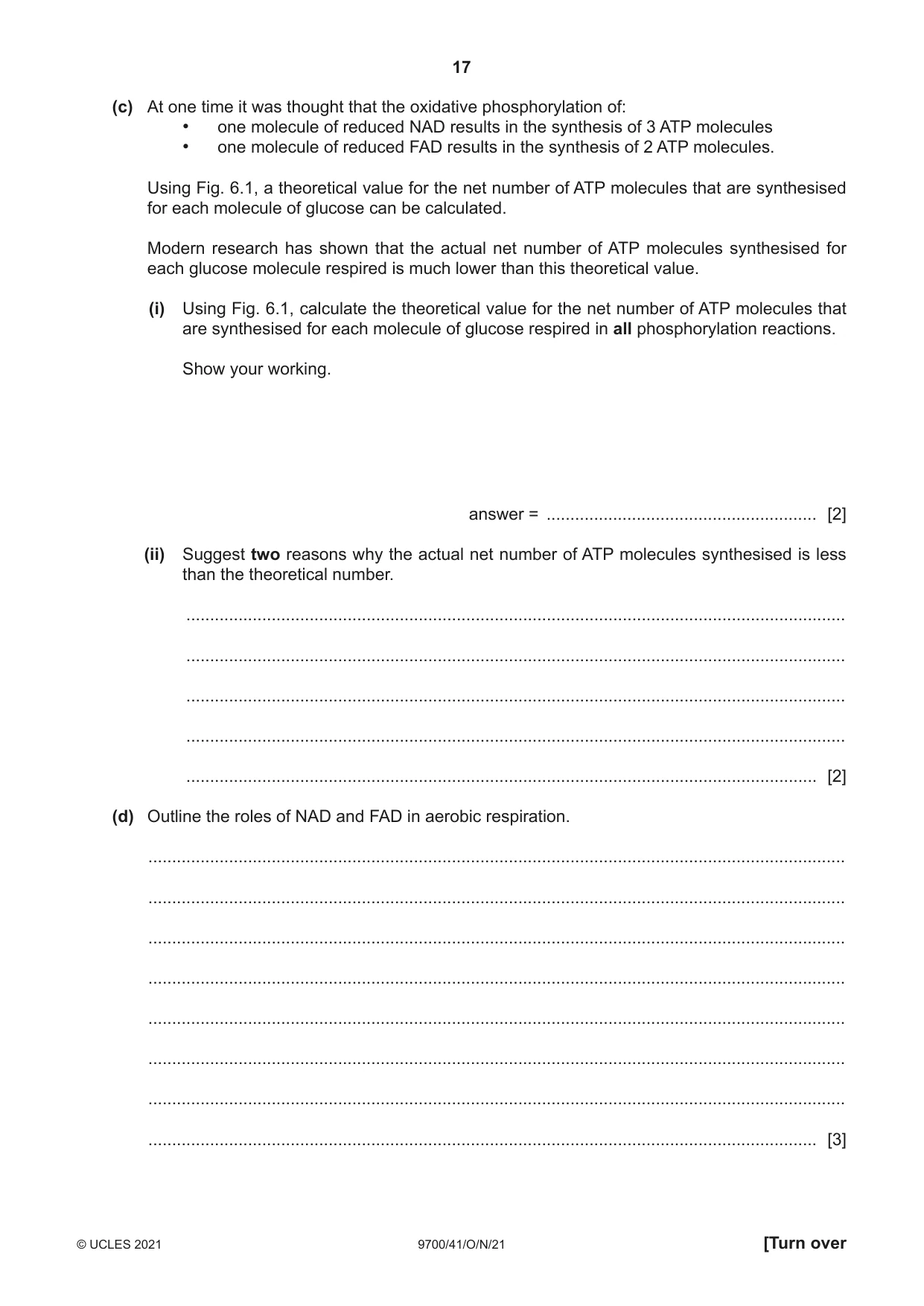 Cambridge A Level Biology 9700 2021 Oct/Nov Paper 4 · Variant 1 question paper, page 17 of 24