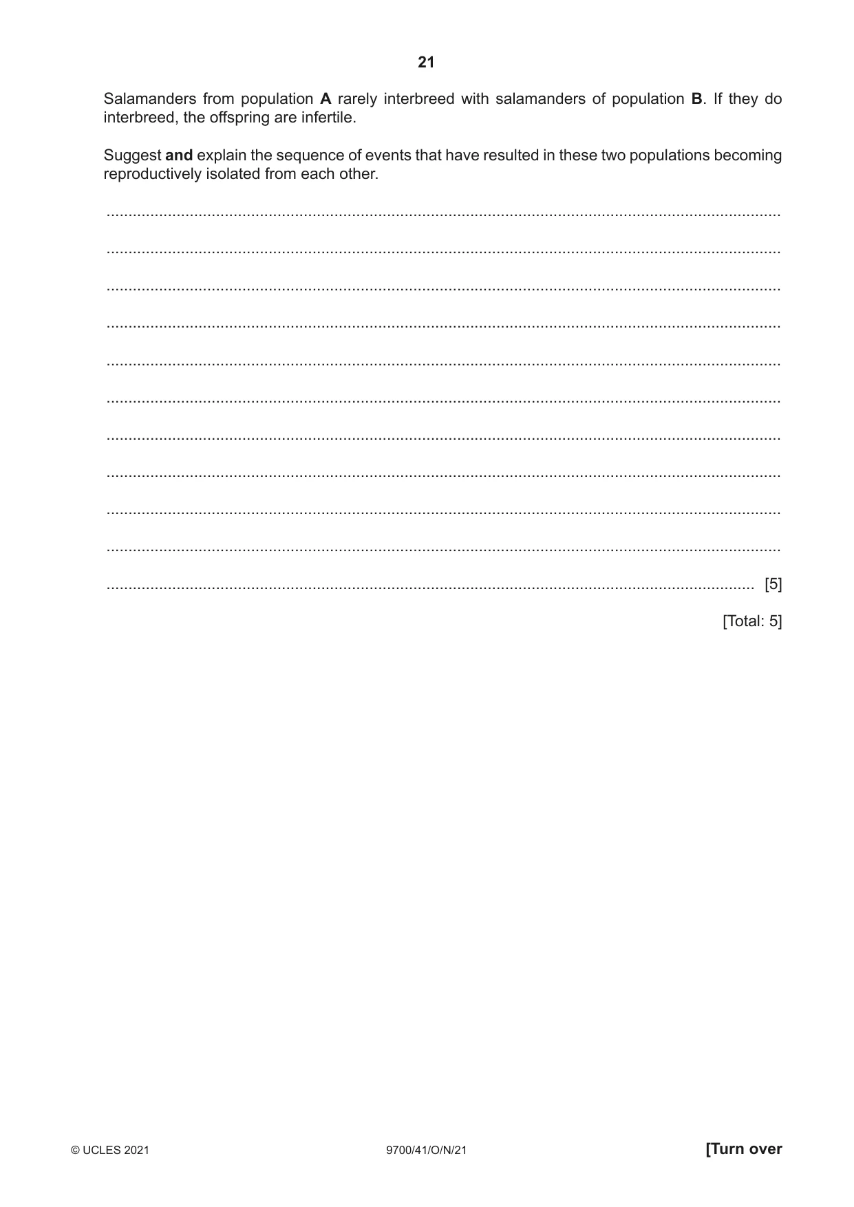 Cambridge A Level Biology 9700 2021 Oct/Nov Paper 4 · Variant 1 question paper, page 21 of 24