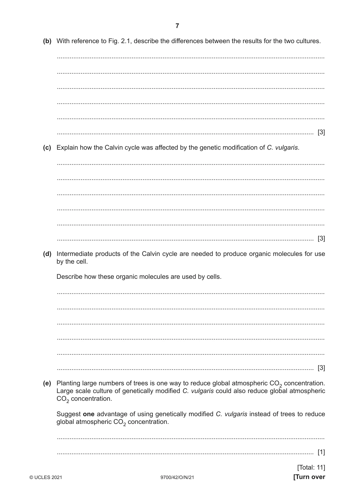 Cambridge A Level Biology 9700 2021 Oct/Nov Paper 4 · Variant 2 question paper, page 7 of 28