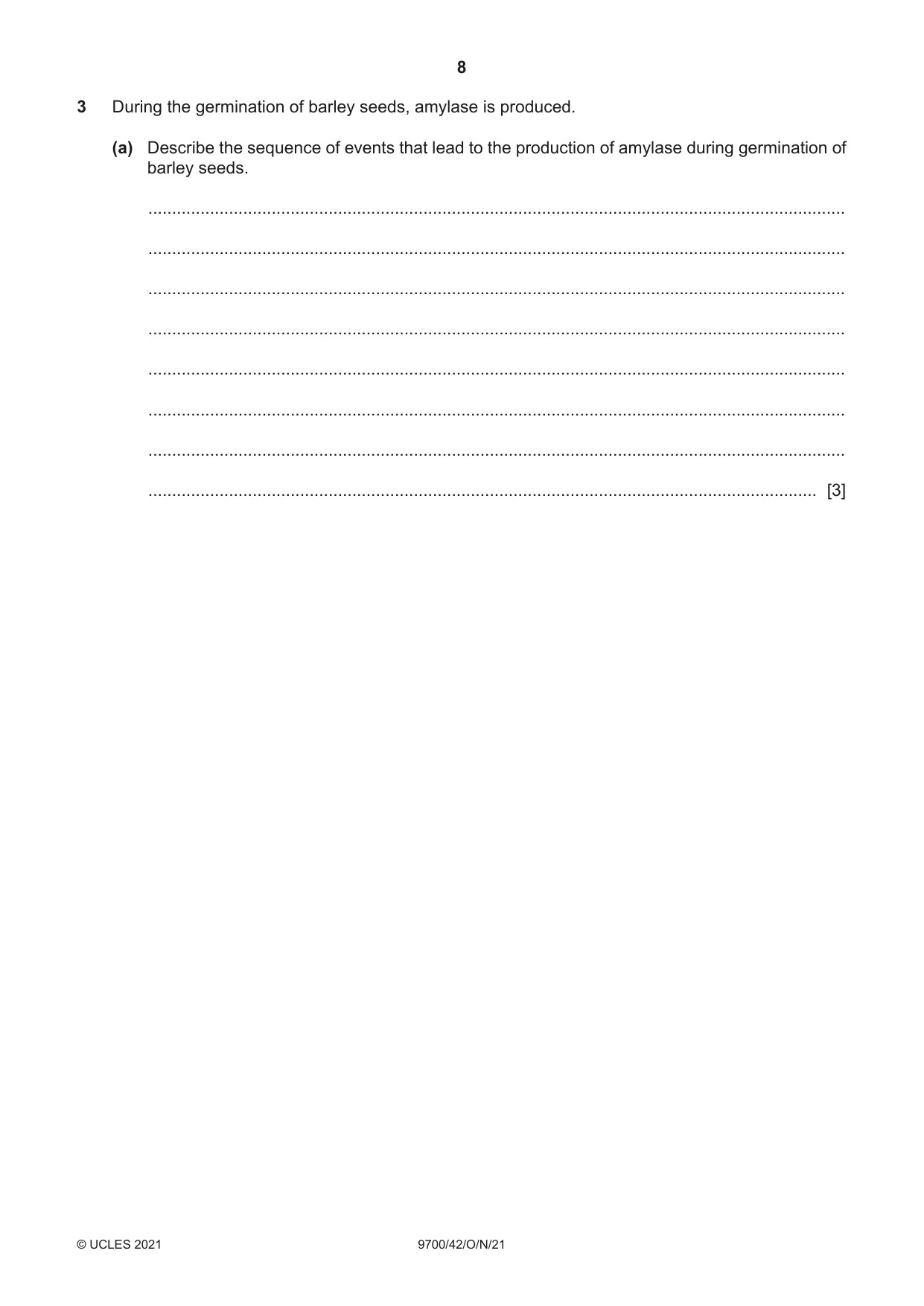 Cambridge A Level Biology 9700 2021 Oct/Nov Paper 4 · Variant 2 question paper, page 8 of 28