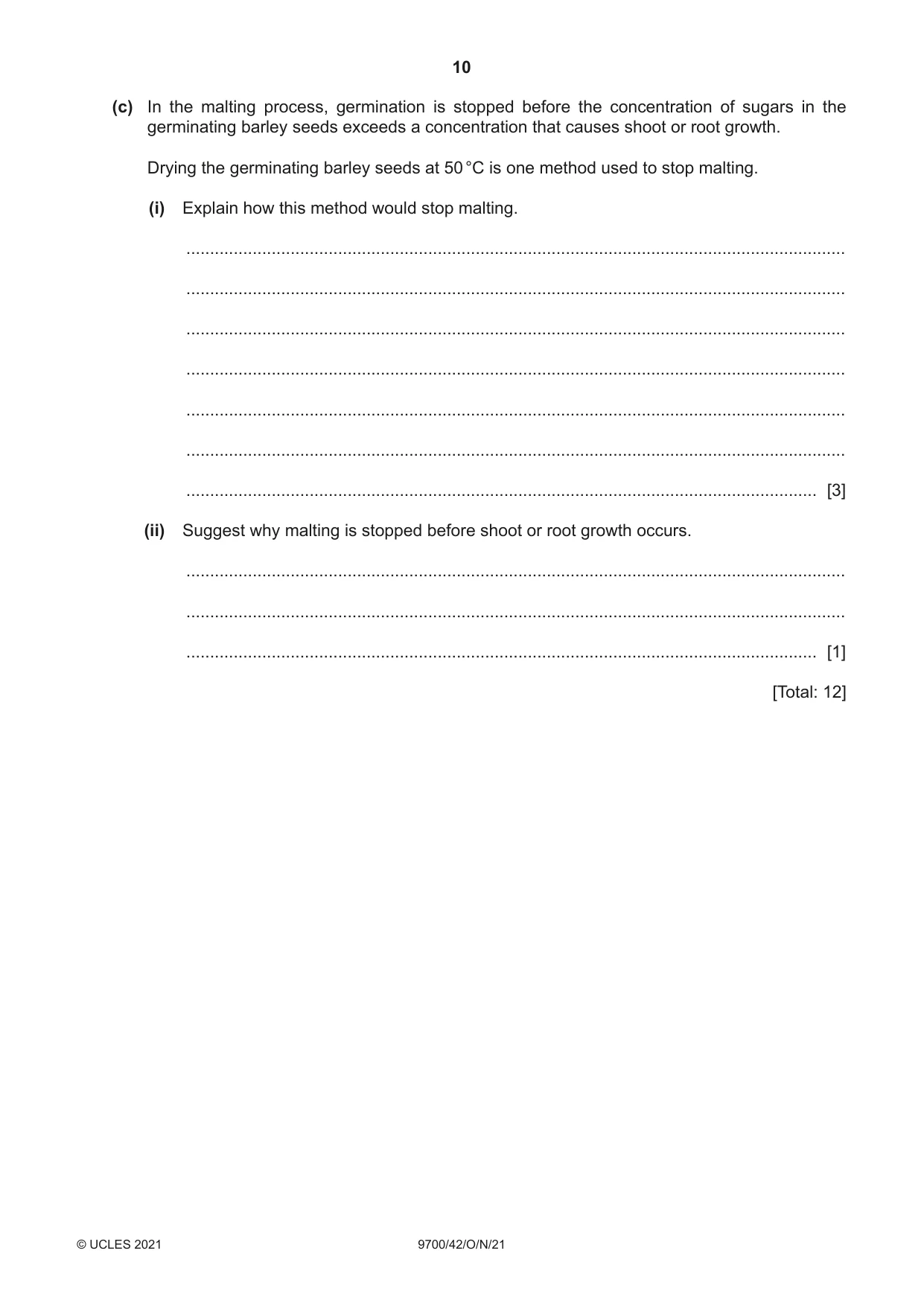 Cambridge A Level Biology 9700 2021 Oct/Nov Paper 4 · Variant 2 question paper, page 10 of 28