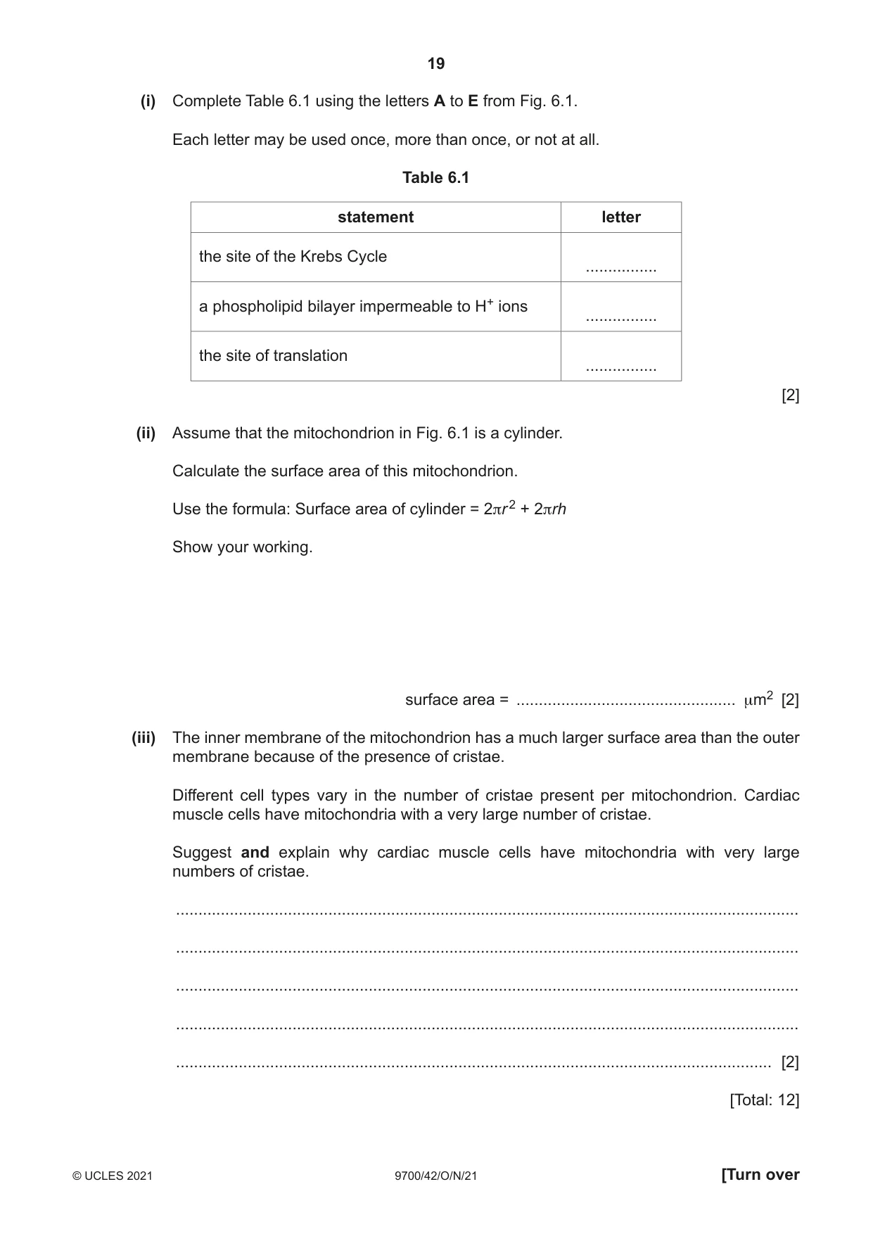 Cambridge A Level Biology 9700 2021 Oct/Nov Paper 4 · Variant 2 question paper, page 19 of 28