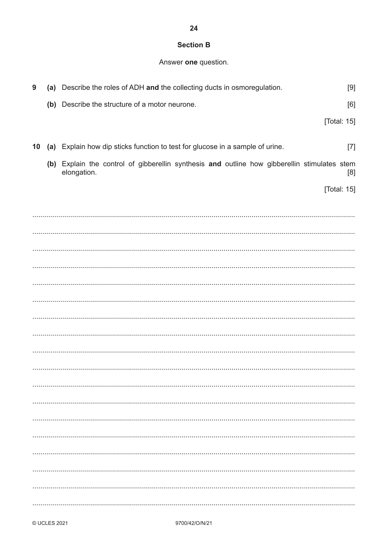 Cambridge A Level Biology 9700 2021 Oct/Nov Paper 4 · Variant 2 question paper, page 24 of 28