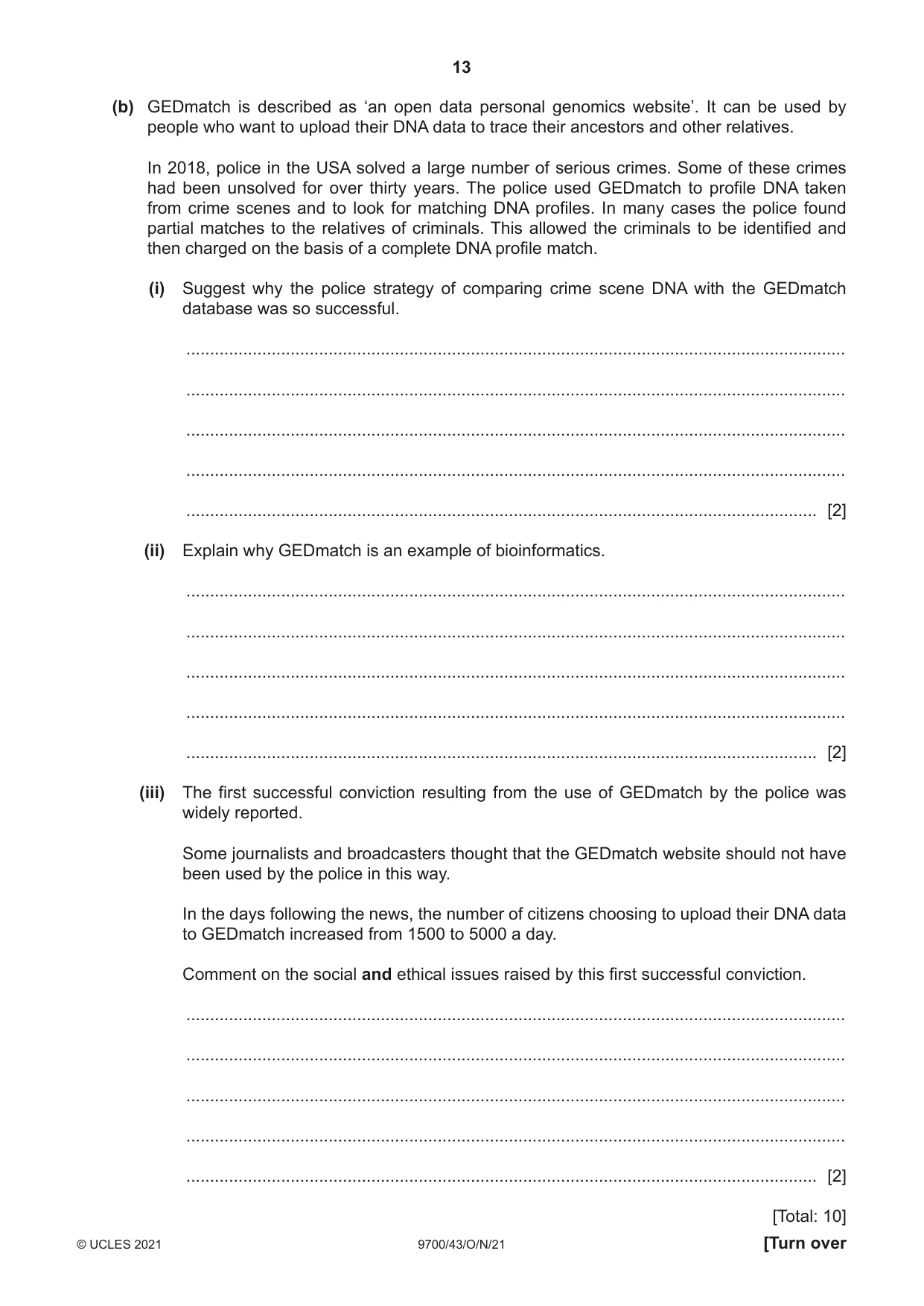 Cambridge A Level Biology 9700 2021 Oct/Nov Paper 4 · Variant 3 question paper, page 13 of 24