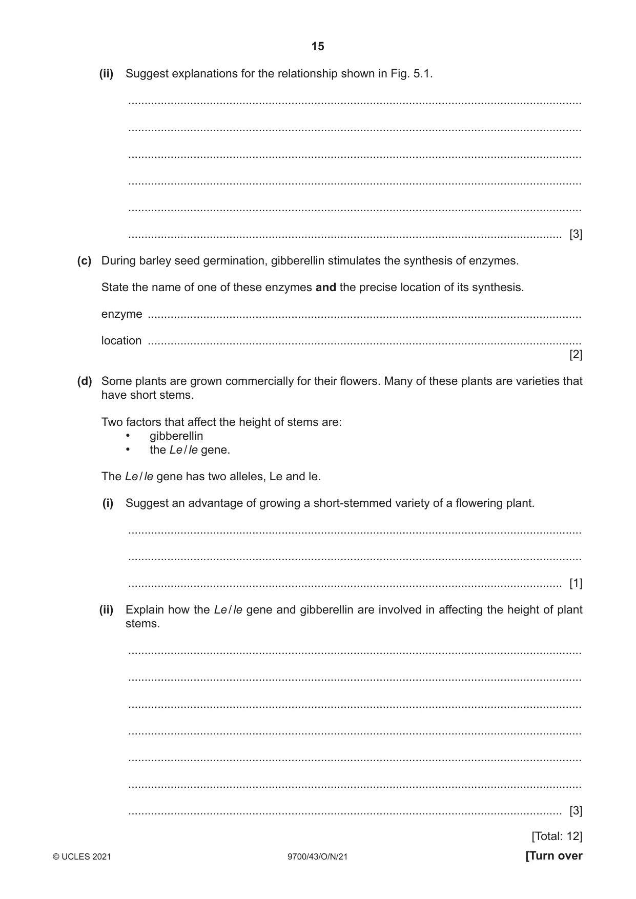 Cambridge A Level Biology 9700 2021 Oct/Nov Paper 4 · Variant 3 question paper, page 15 of 24
