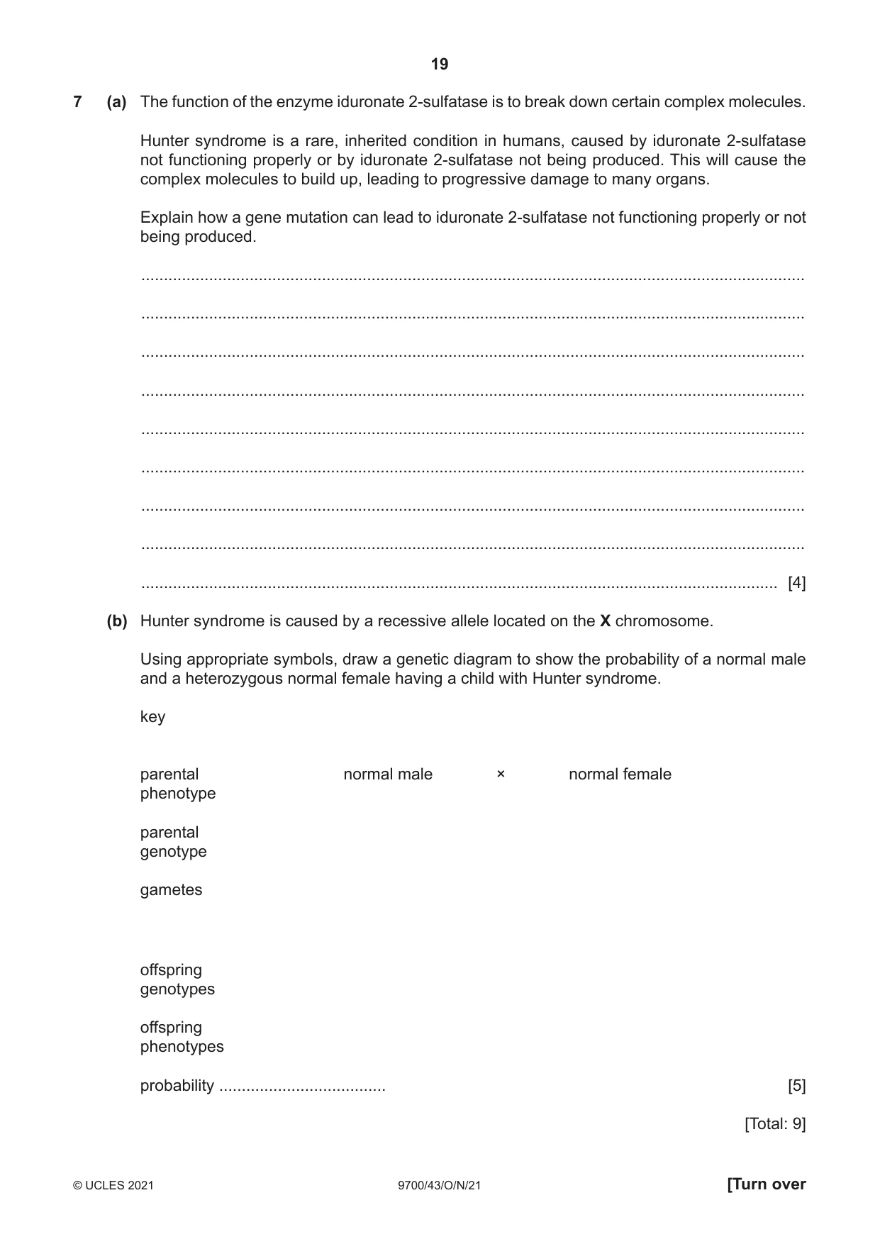Cambridge A Level Biology 9700 2021 Oct/Nov Paper 4 · Variant 3 question paper, page 19 of 24