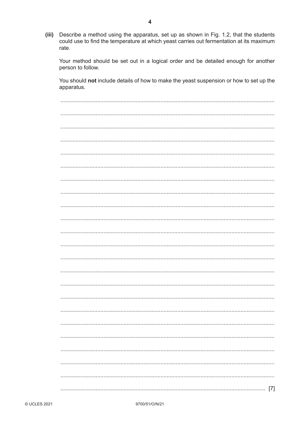 Cambridge A Level Biology 9700 2021 Oct/Nov Paper 5 · Variant 1 question paper, page 4 of 12