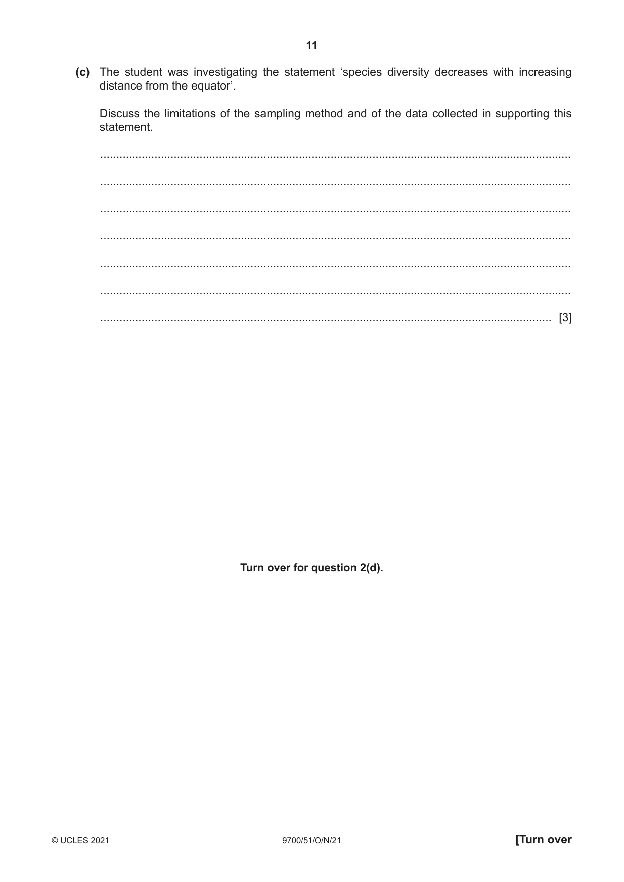 Cambridge A Level Biology 9700 2021 Oct/Nov Paper 5 · Variant 1 question paper, page 11 of 12