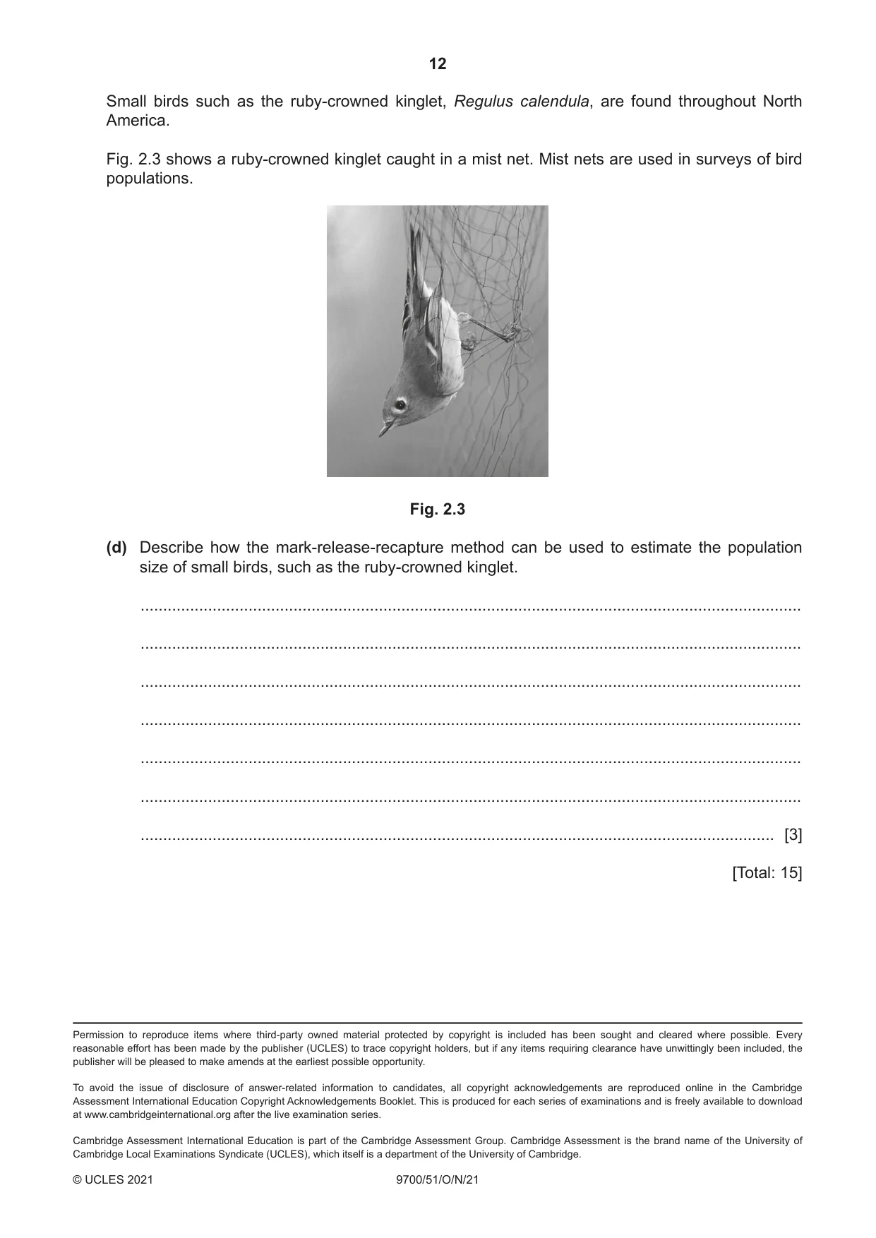Cambridge A Level Biology 9700 2021 Oct/Nov Paper 5 · Variant 1 question paper, page 12 of 12