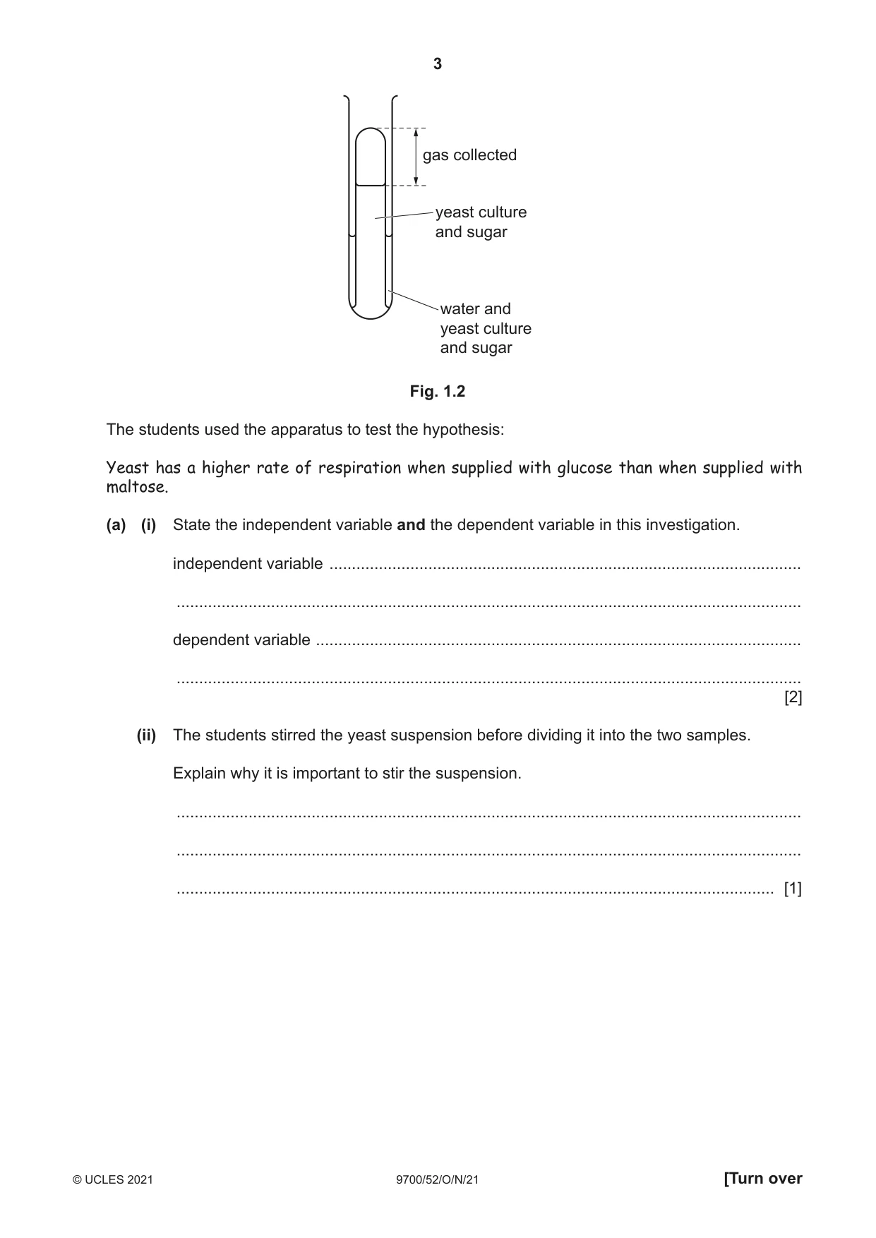 Cambridge A Level Biology 9700 2021 Oct/Nov Paper 5 · Variant 2 question paper, page 3 of 12