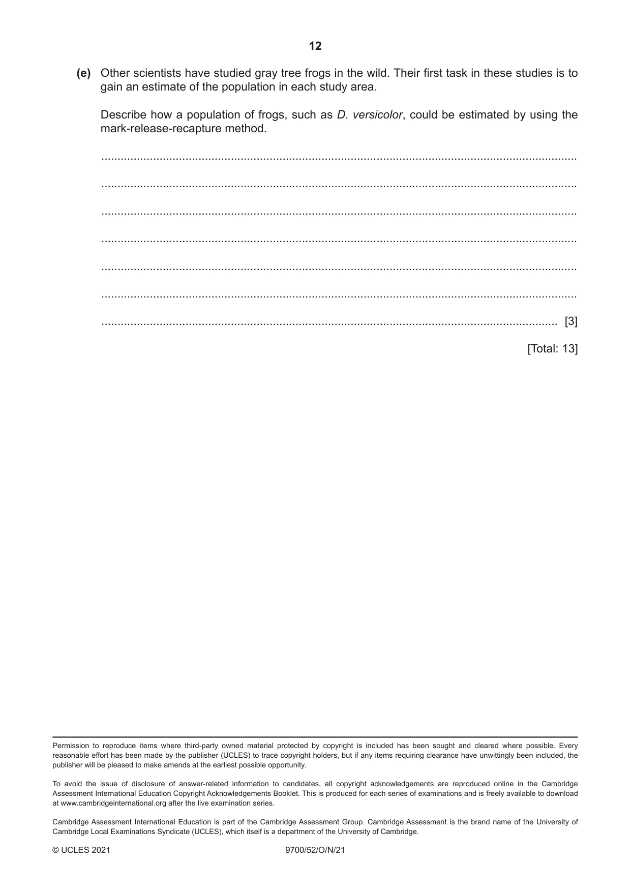 Cambridge A Level Biology 9700 2021 Oct/Nov Paper 5 · Variant 2 question paper, page 12 of 12